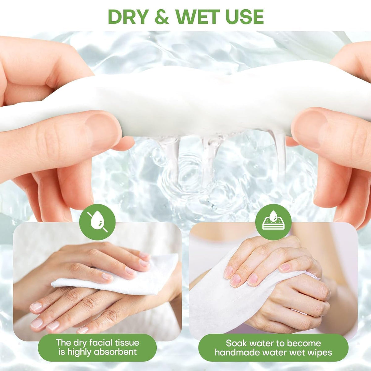 Fancyou Toalla Facial Desechable Comprimida Toallitas Desmaquillantes - Mini Paños Biodegradables Cara - Wipes Quitar Maquillaje Kit Viaje para Travel Essentials,Belleza Salón(500 Unidad Verde)