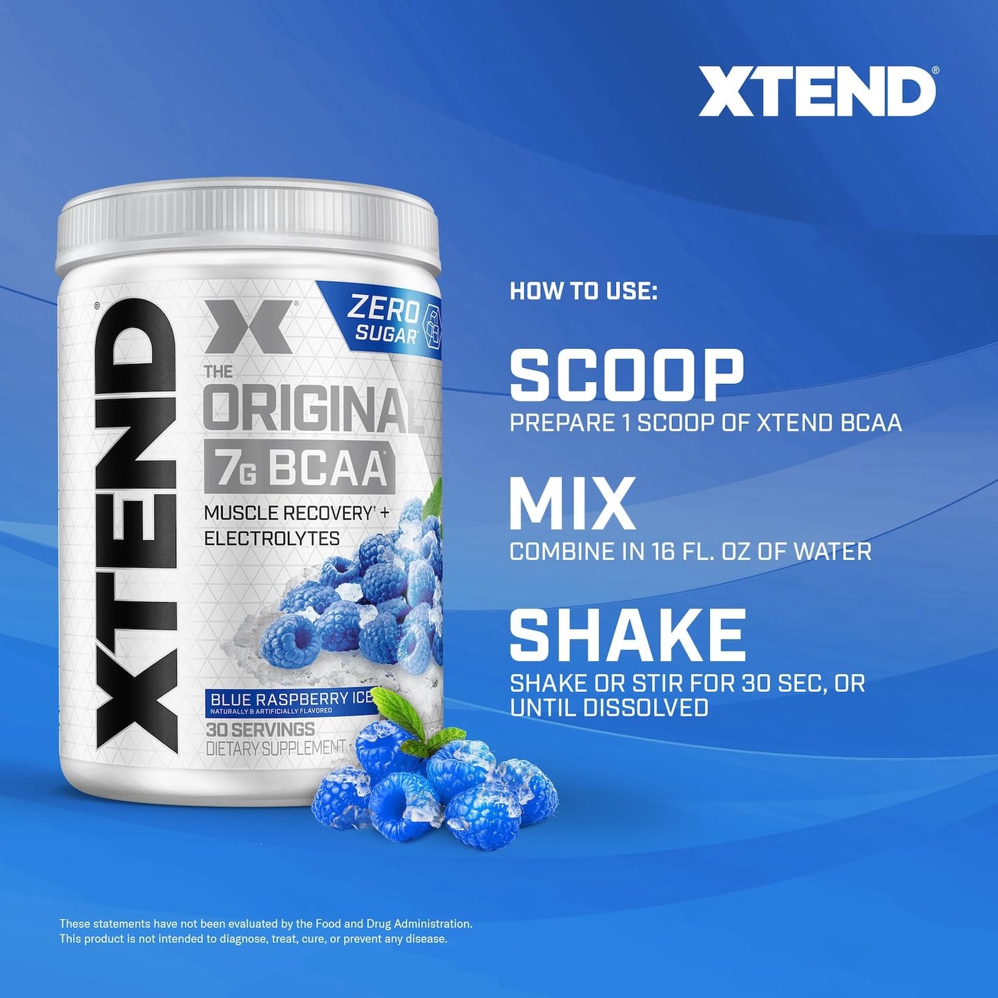 Suplemento Alimenticio XTEND Frambuesa Azul Original BCAA Aminoácidos 30 Servicios
