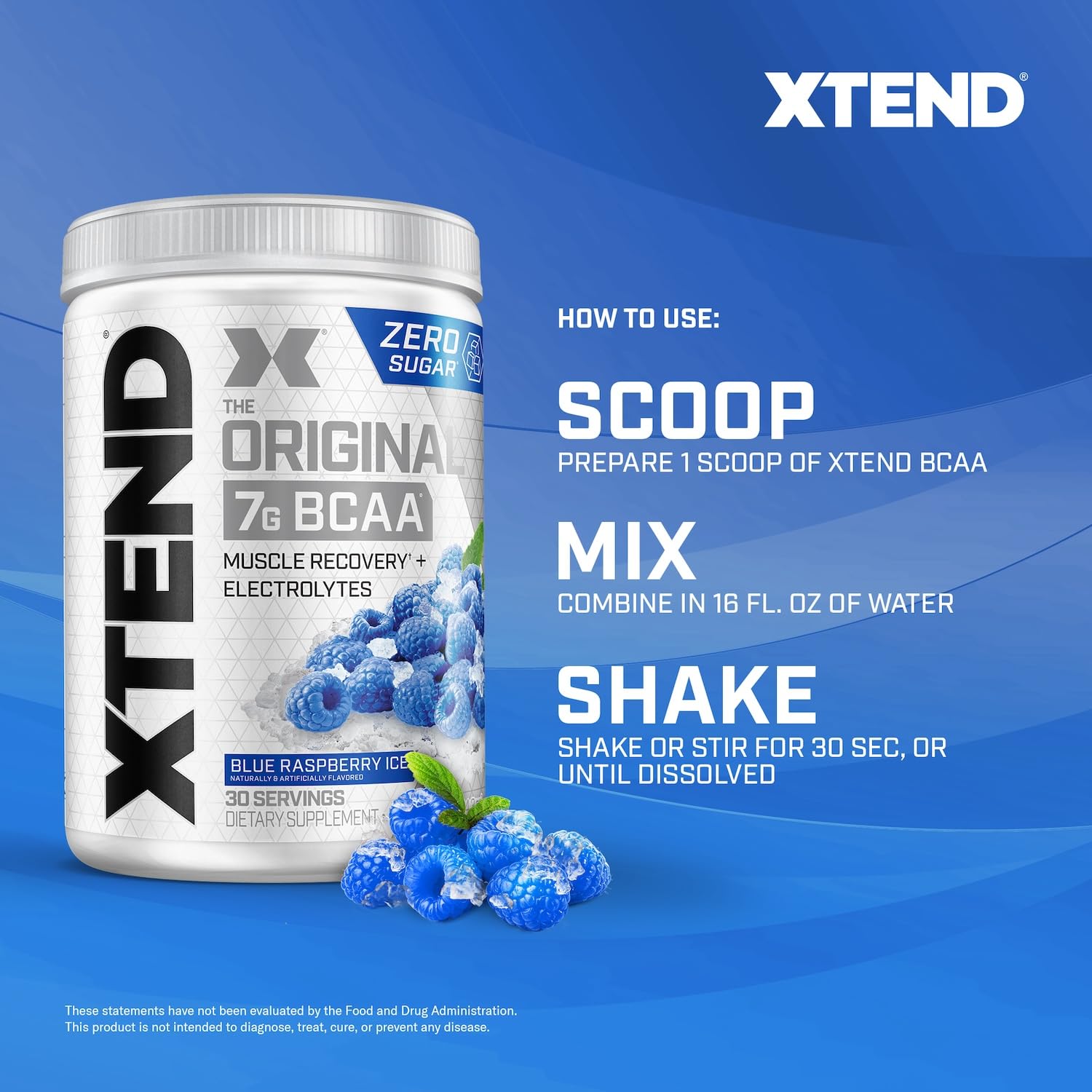 Suplemento Alimenticio XTEND Frambuesa Azul Original BCAA Aminoácidos 30 Servicios