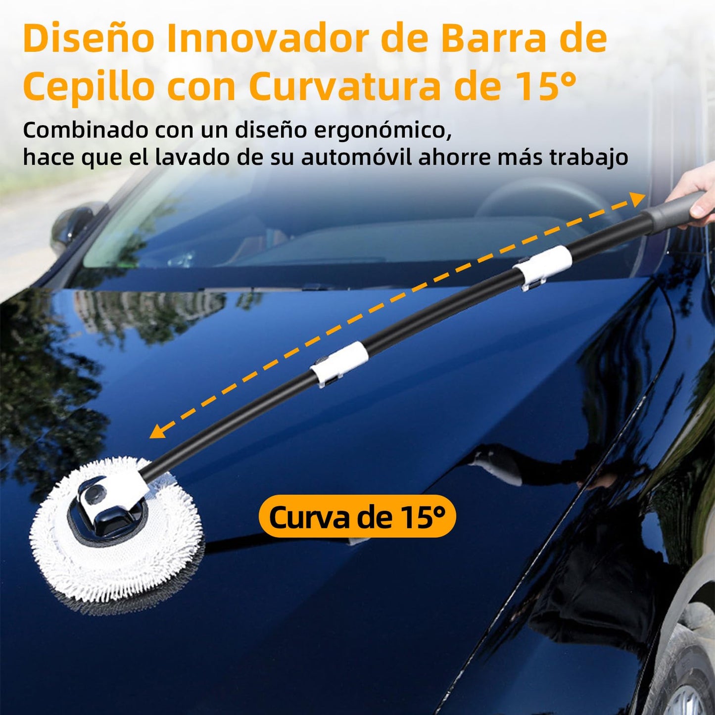 Cepillo para Lavar Carros ZQSQD con Mango Largo retráctil de 60 a 112 cm, Juego de 3 Cepillos para Auto