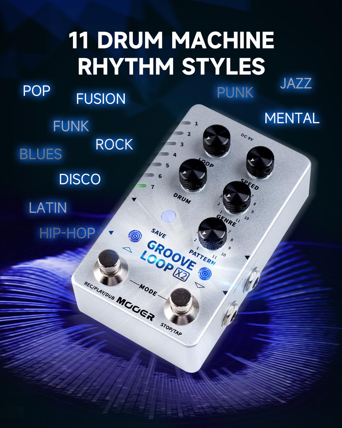 Máquina de Batería MOOER Groove Looper Estéreo con 140 Minutos de Bucles para Guitarra