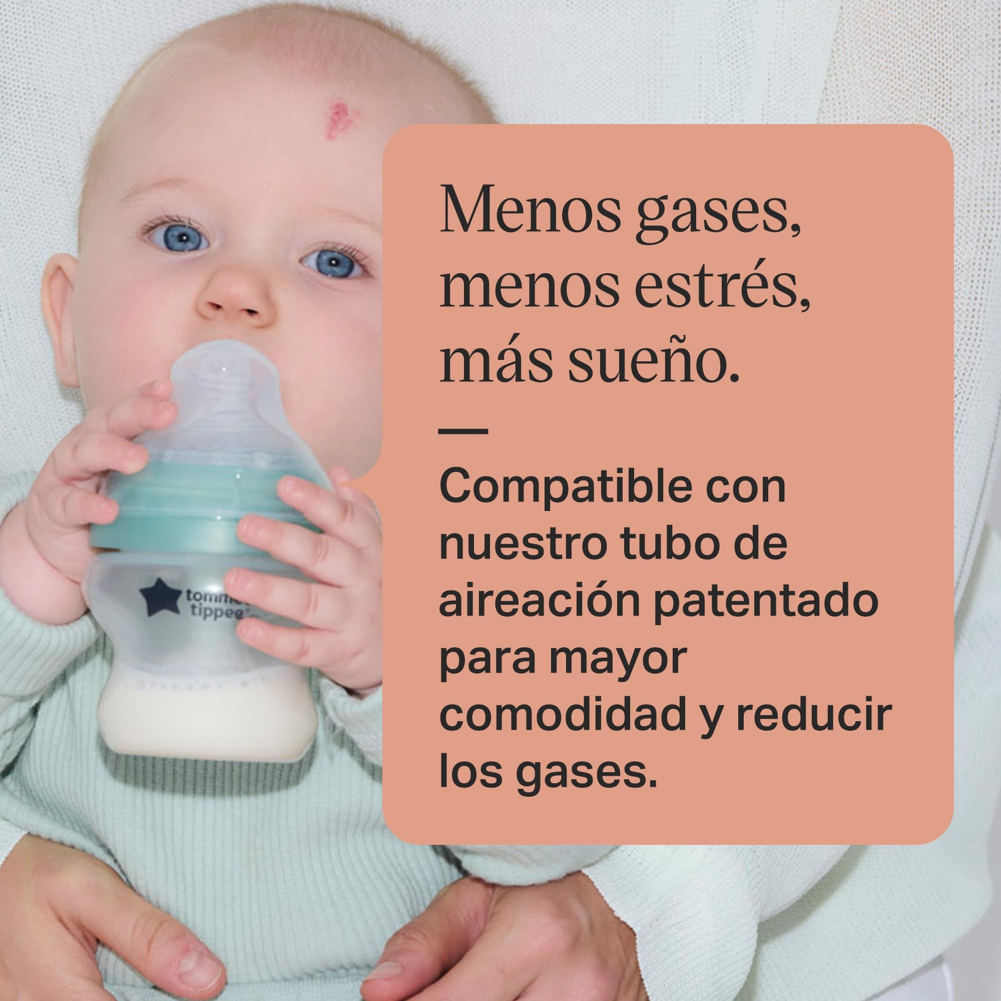 Reemplazo de Tetina Avanzado Tommee Tippee Transparente con Biberón Anticólicos Flujo Lento 0+ Meses