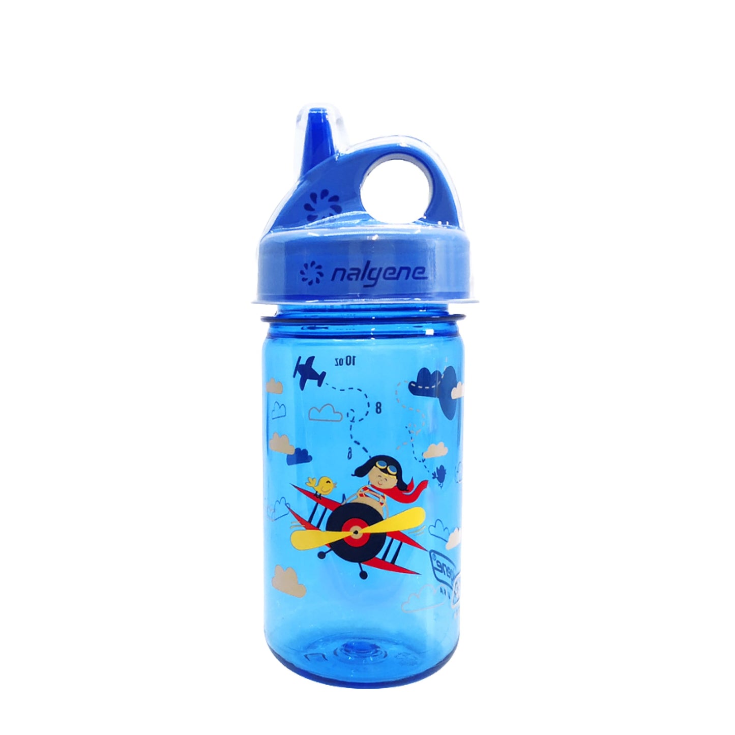 Nalgene Kids Sustain Grip-N-Gulp - Botellas de agua hechas con material derivado de 50% residuos de plástico (utilizando equilibrio de masa certificado ISCC), taza para sorber a prueba de fugas,