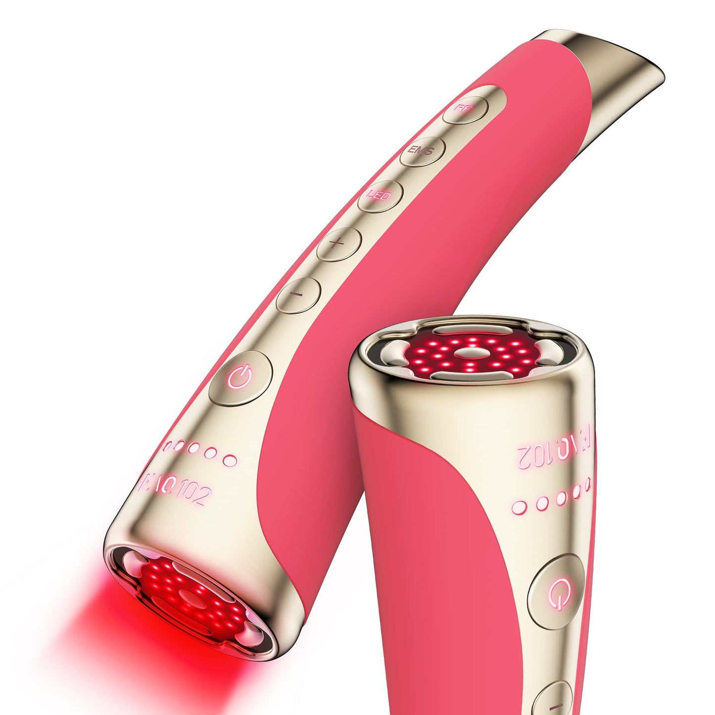 FAQ 102 - Radiofrecuencia facial - Masajeador facial reafirmante - Luz roja LED para el cuidado de la piel - Alta frecuencia para tonificación - Tratamiento antiarrugas - Pink Ruby