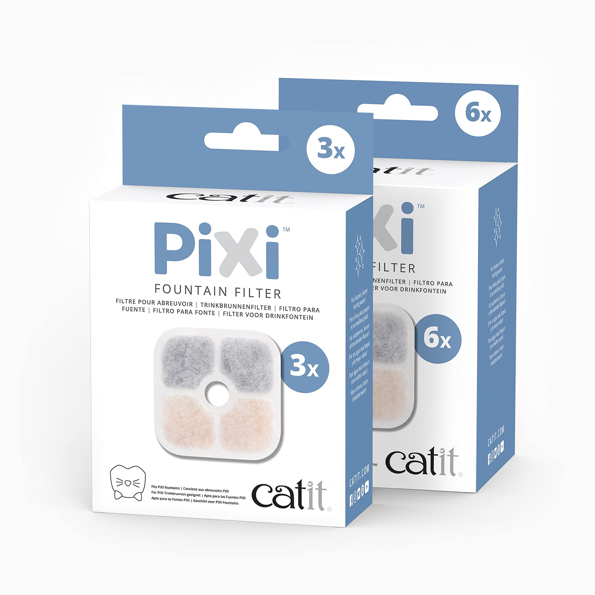 Catit PIXI - Filtro de Fuente de Agua para Gatos, Repuesto de Triple acción, Paquete de 3