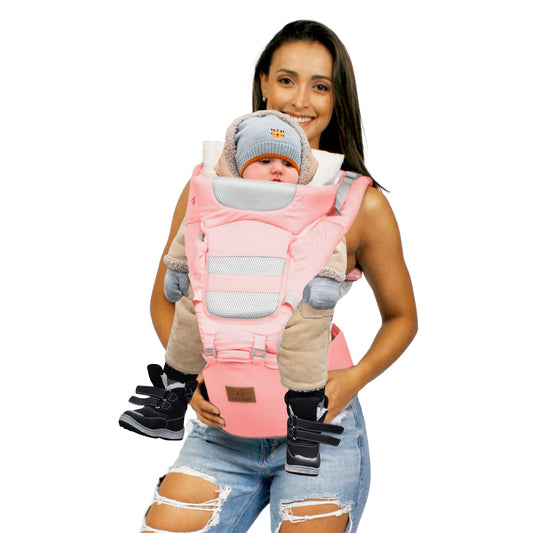 Mochila Portabebés KIDDOS Rosa Ergonomica Transpirable Ajustable para Bebé