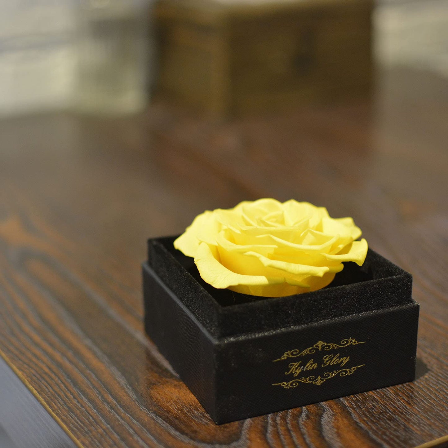 Kylin Glory - Rosa conservada, flores para mujeres, mamá, esposa, novia, regalo decorativo de peonías reales para Día de la Madre, San Valentín, boda, fiesta, cumpleaños, aniversario (amarillo)