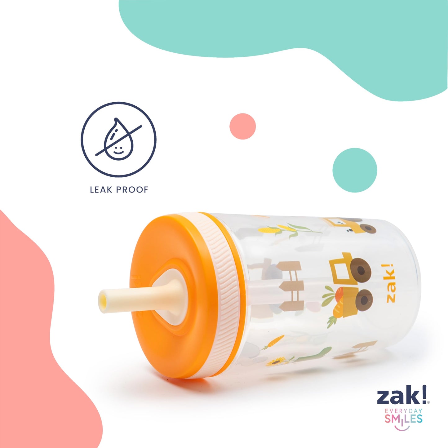 Zak Designs Tiburón bebé de 15 onzas hecho de plástico duradero y silicona, paquete perfecto para niños