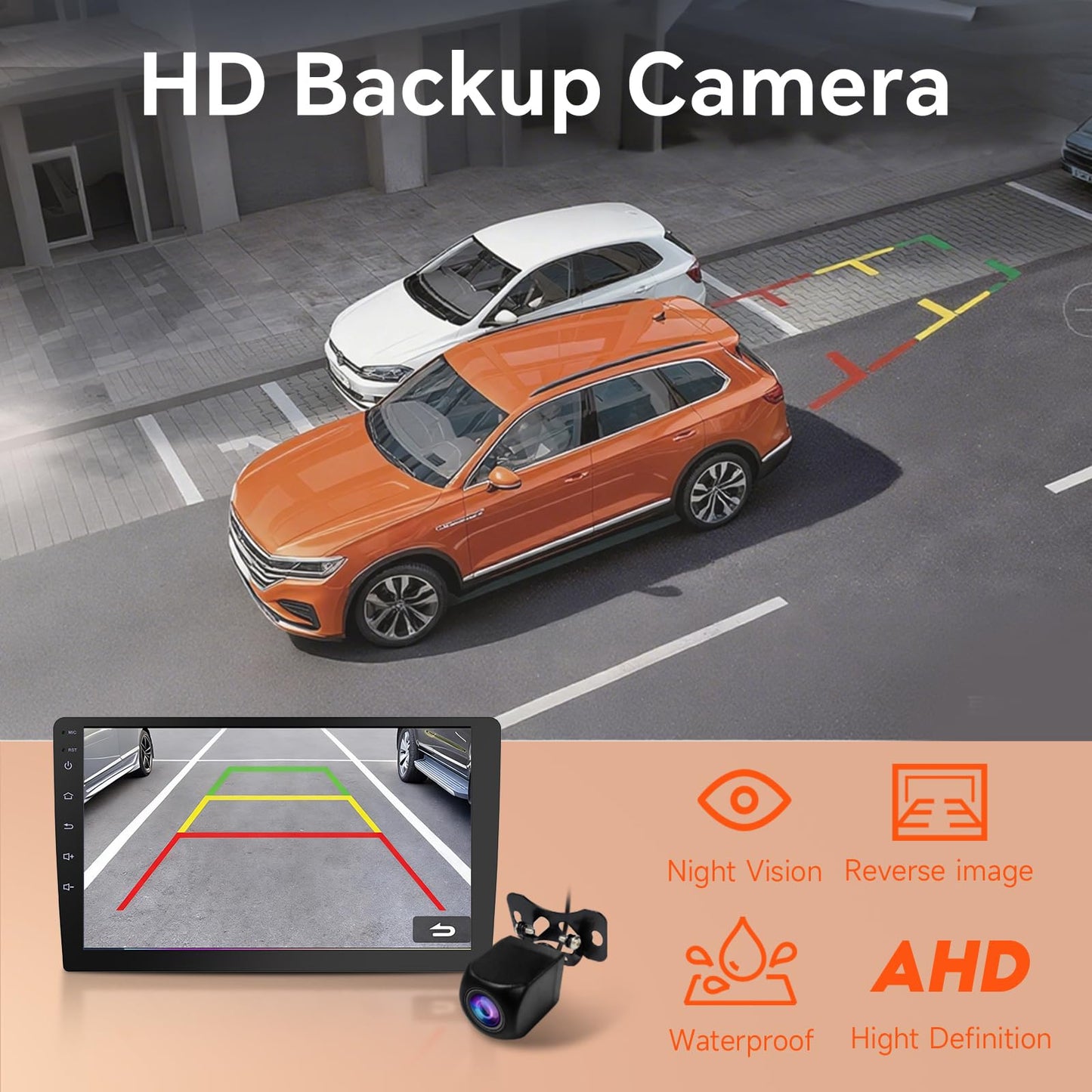 Haudio Estéreo de coche doble din, visualización táctil HD de 10.1 pulgadas con Apple Carplay y Android Auto, enlace espejo, Bluetooth 5.4, SWC, subwoofer, 5.1 CHN, cámara de respaldo, 4+64 GB