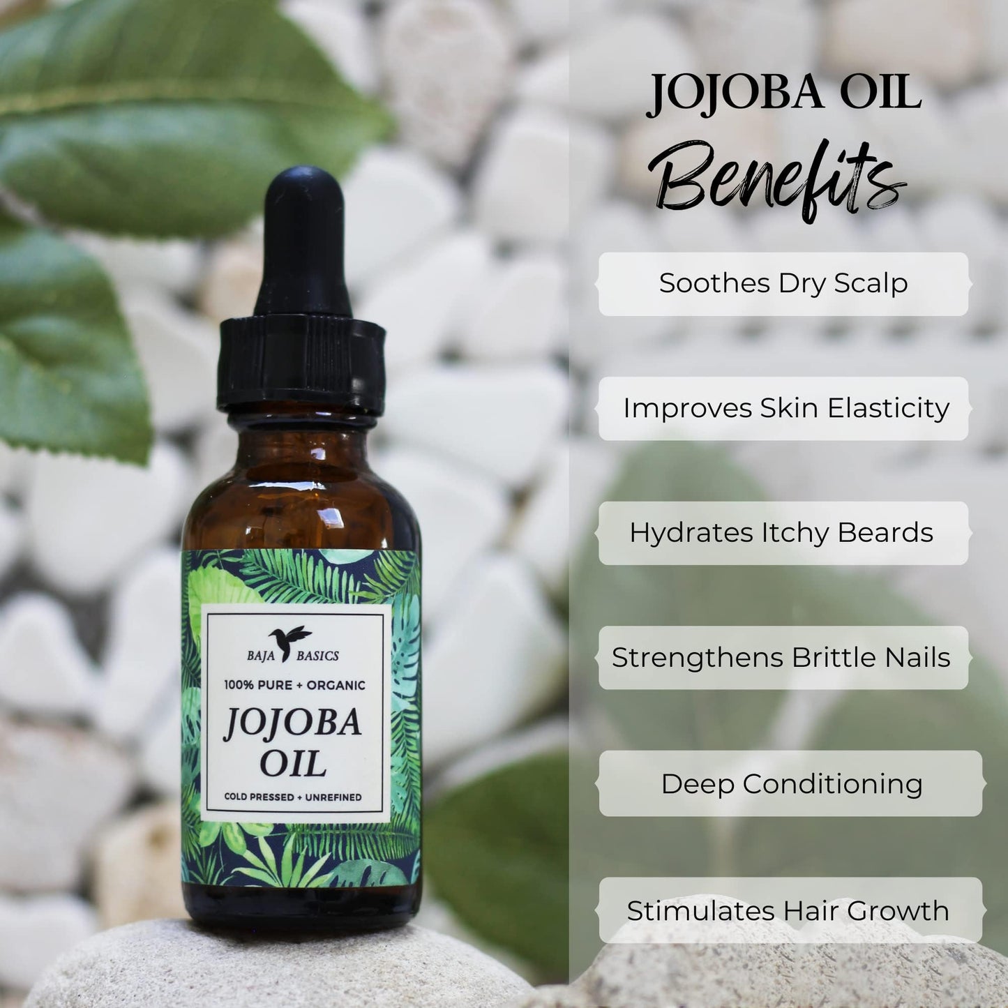 Jojoba Oil - Organic, 100% Pure, Cold Pressed | For Moisturizing Skin, Hair and Cuticles | Large 4oz | Baja Basics