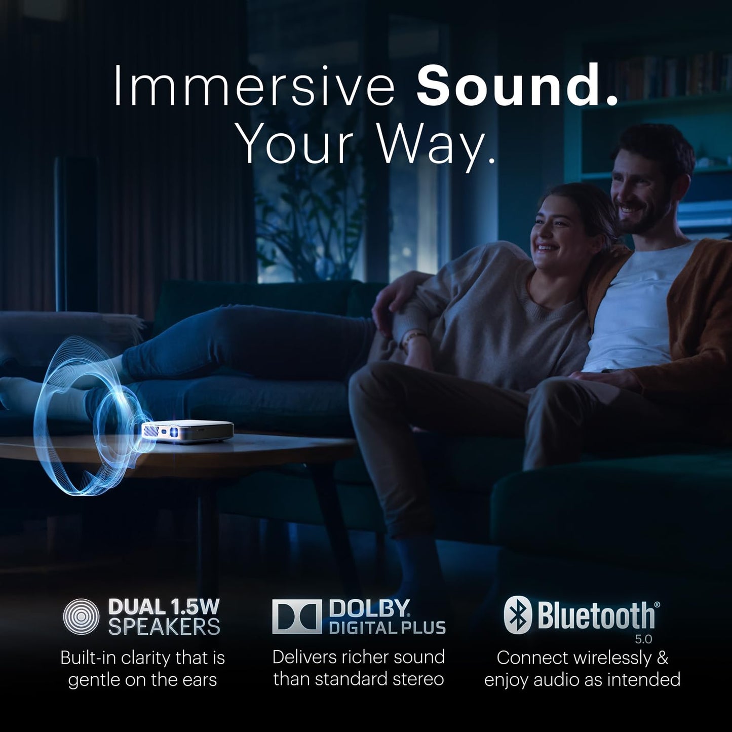 Kodak Luma 500 Mini proyector | Proyector portátil Full HD de 1080p para exteriores con Wi-Fi, Bluetooth, HDMI y USB | Google TV 11.0 OS, certificado Netflix, Chromecast integrado, 150 lúmenes