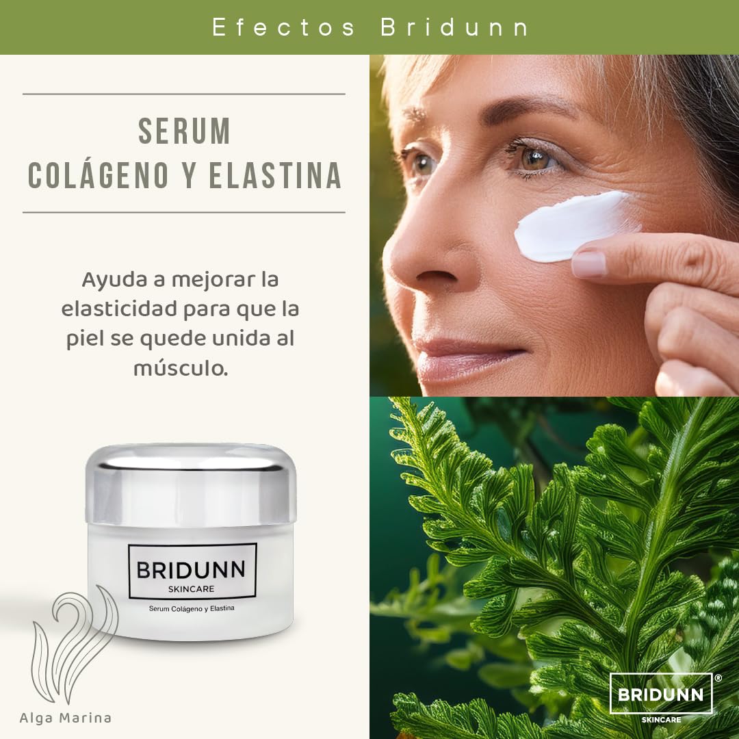 Crema Facial Intensiva Reafirmante para Piel Madura – Reparadora Reducción de Arrugas con Colágeno Marino y Elastina para una Piel Más Joven y Firme. Ingredientes Naturales de Origen Vegetal Bridunn