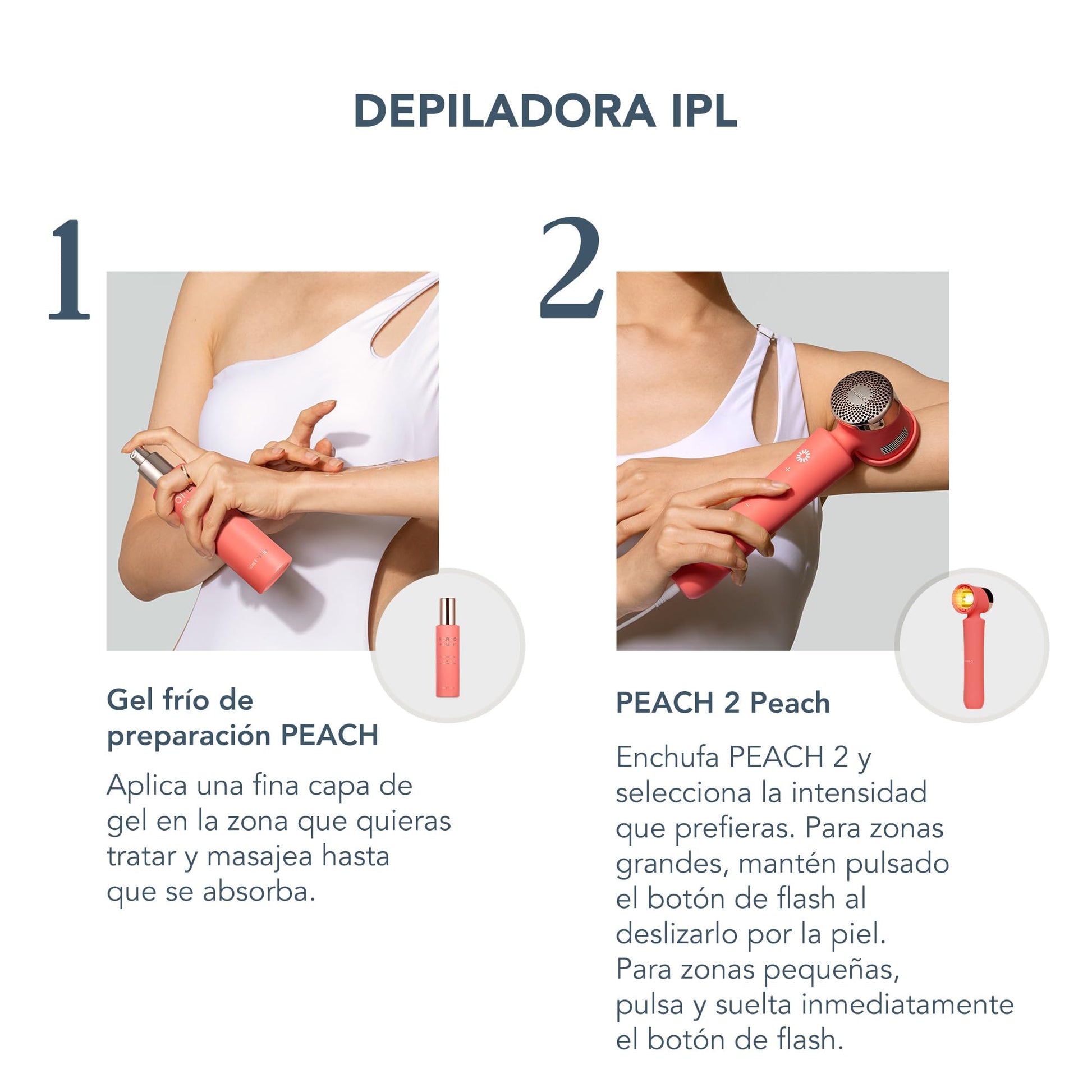 FOREO PEACH 2 – Depiladora luz pulsada IPL rostro y cuerpo – Tecnología láser depilación en casa – Incluye gel refrescante conductor preparación piel – Con enfriamiento y escudo silicona
