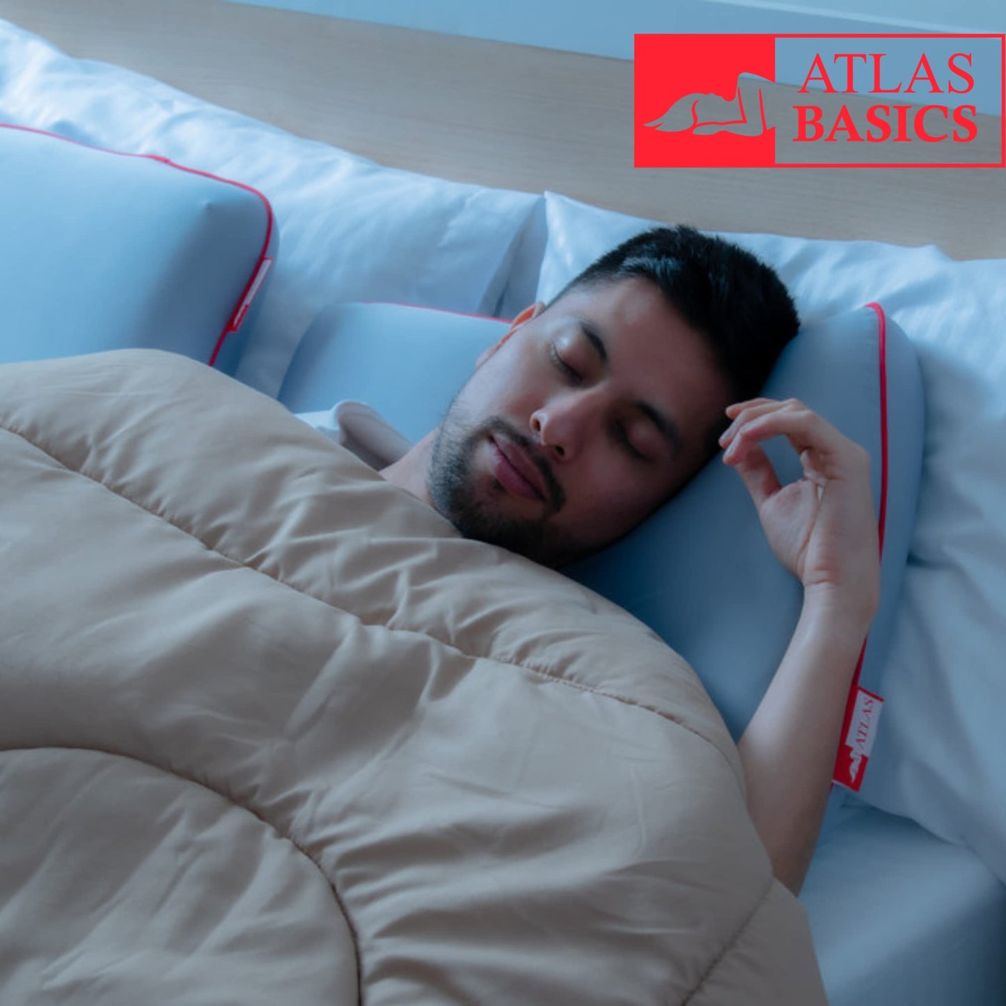 Atlas del descanso Almohada Memory Foam Queen Size Con Alto Soporte En Cabeza y Cuello, Con Sistema de Respiración Inteligente, Ortopedica, Hipoalergénica y Con Funda Lavable