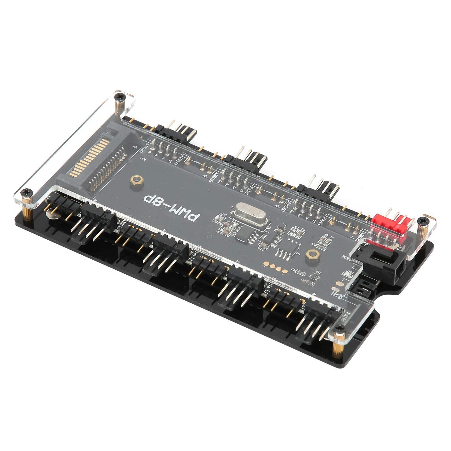 2 en 1 PWM + ARGB Case Fan Hub con 5V 3pin 8 Puertos ARGB + 8 Puertos de Ventilador (4pin) para Ventilador de refrigeración de computadora