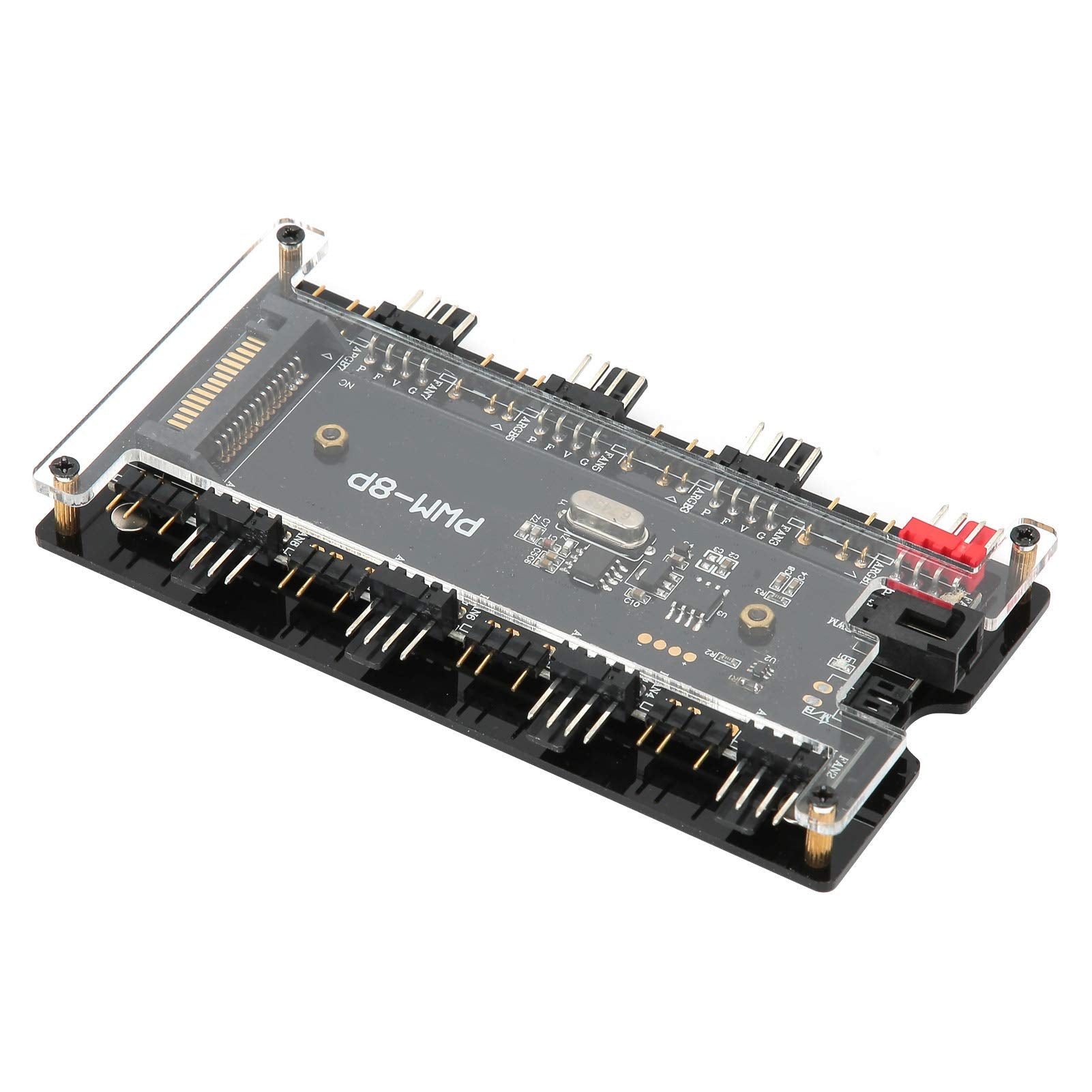 2 en 1 PWM + ARGB Case Fan Hub con 5V 3pin 8 Puertos ARGB + 8 Puertos de Ventilador (4pin) para Ventilador de refrigeración de computadora