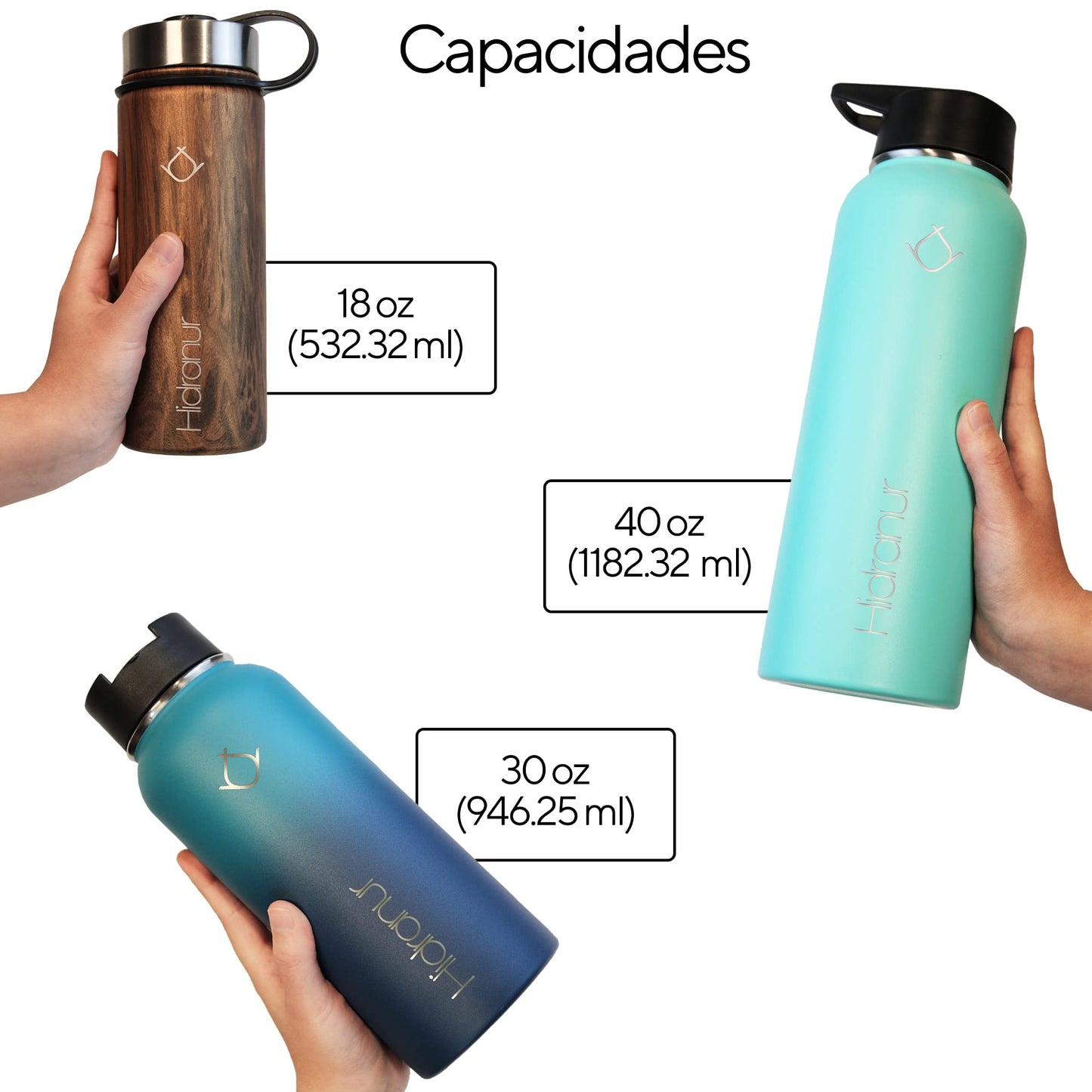 Hidranur Termo de Acero Inoxidable Doble Aislamiento Térmico, Termo Para Café 40 oz (1182.94 ml), 3 Tapas Herméticas, 2 Popotes, 24 Hrs de Agua Caliente y Fría (Rojo, 40 Oz (1182.94 ml))