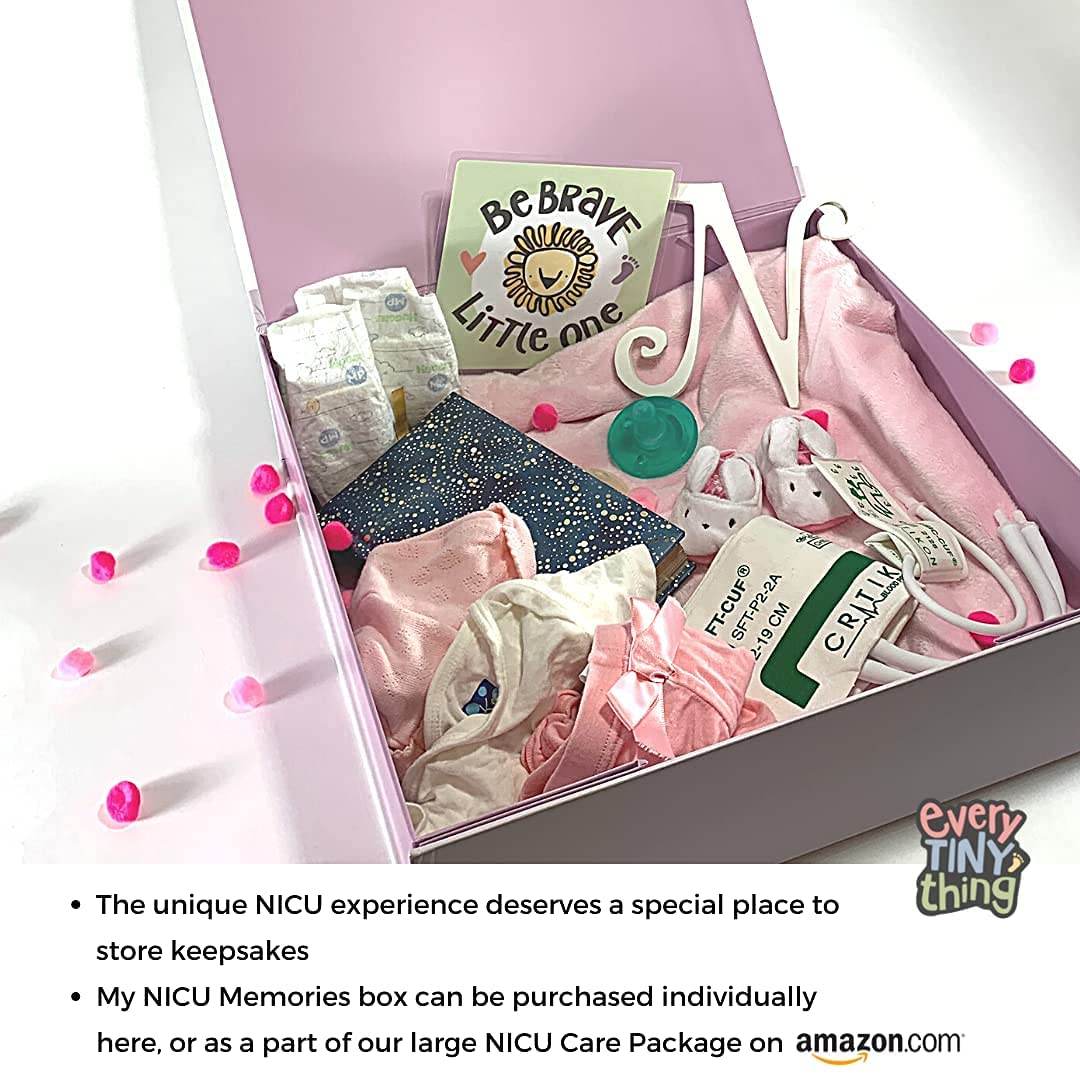 Caja de almacenamiento grande Every Tiny Thing 'My NICU Memories' – Caja de cierre magnético para guardar recuerdos de NICU (blanco, grande)