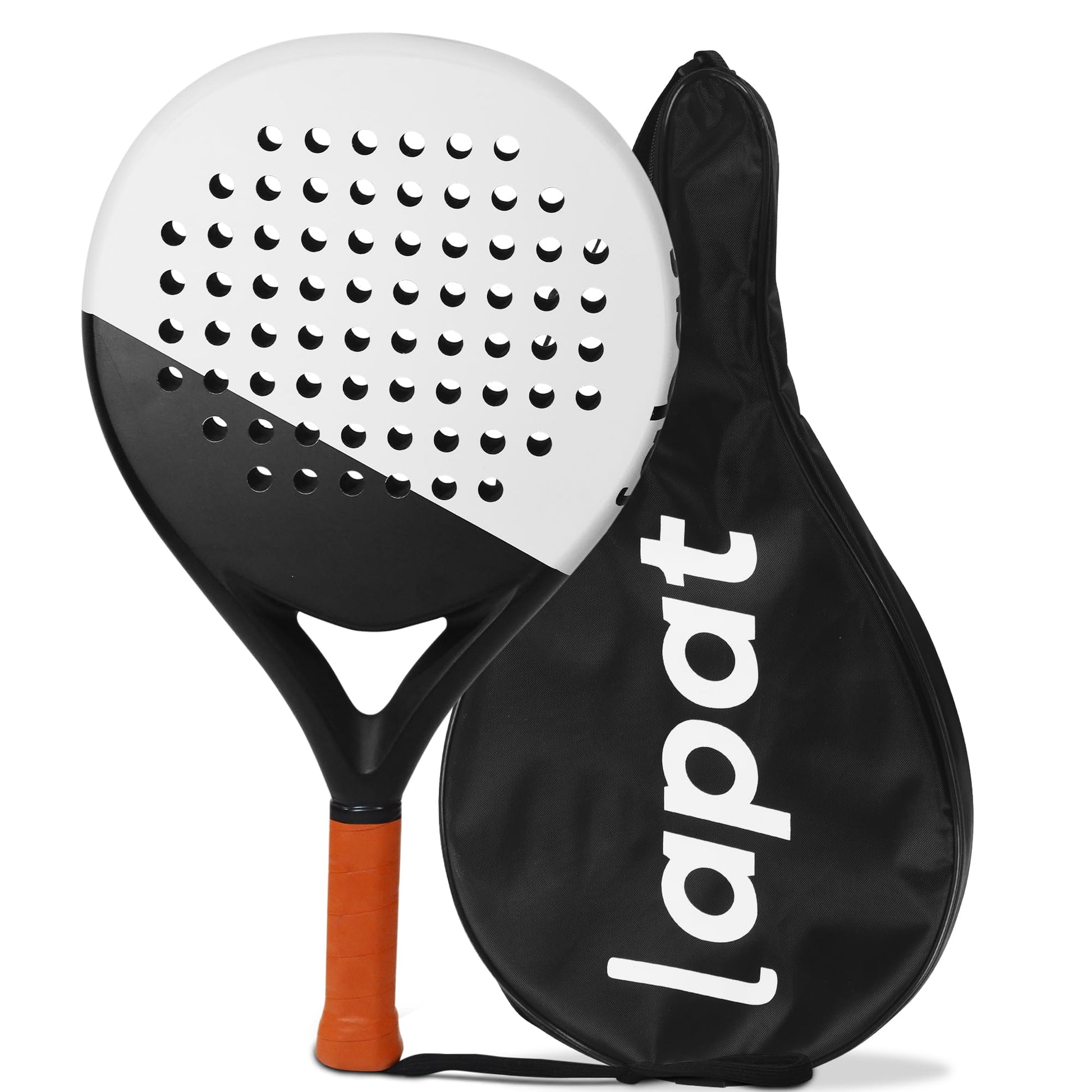 LAPAT Padel Racket with Cover Bag - Carbon Surface with EVA Memory Foam- Paddle Tennis Racquets Lightweight (White Retro)