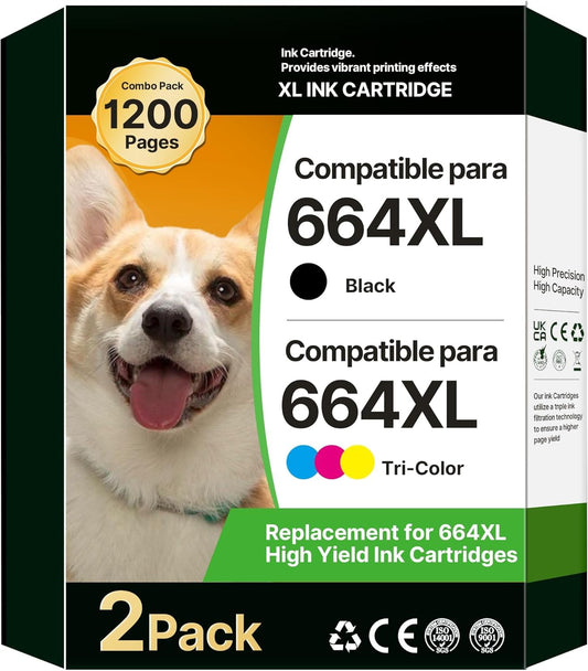 Cartucho de Tinta Compatible TECKKIN Negro y Color para HP 664XL 4675 4535 Ink Advantage
