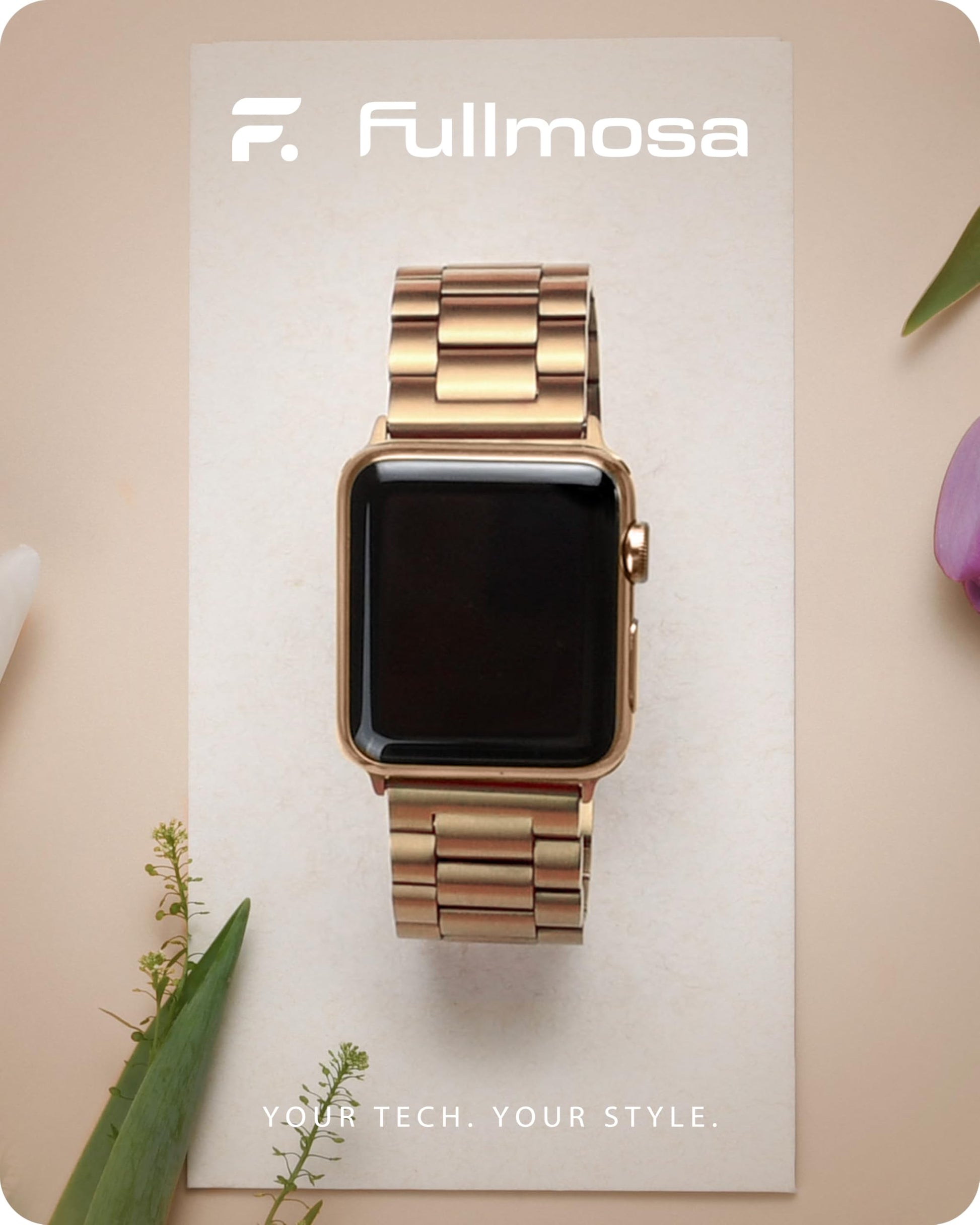 Fullmosa Correa Compatible Con Apple Watch 40mm 42mm（Series 10) 38mm 41mm,Pulsera Acero Inoxidable con Case Para iWatch SE/Series 10/9/8/7/6/5/4/3/2/1,40mm 38mm 41mm Rose Gold