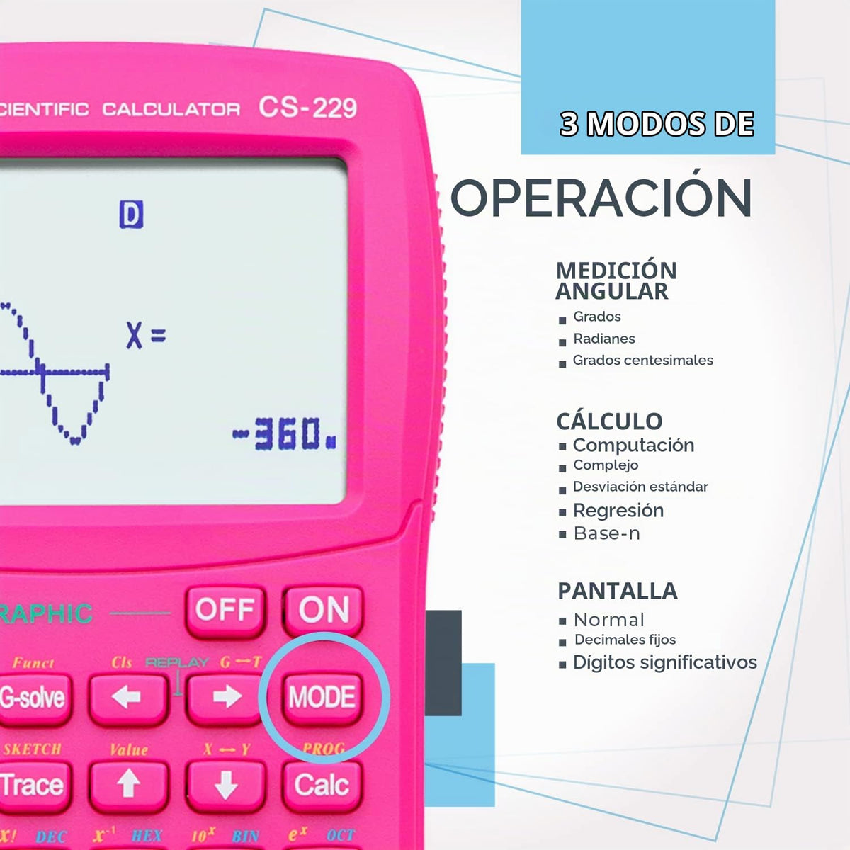 Calculadora Científica CATIGA CS-229 Negra con Funciones Gráficas para Institutos y Universidades