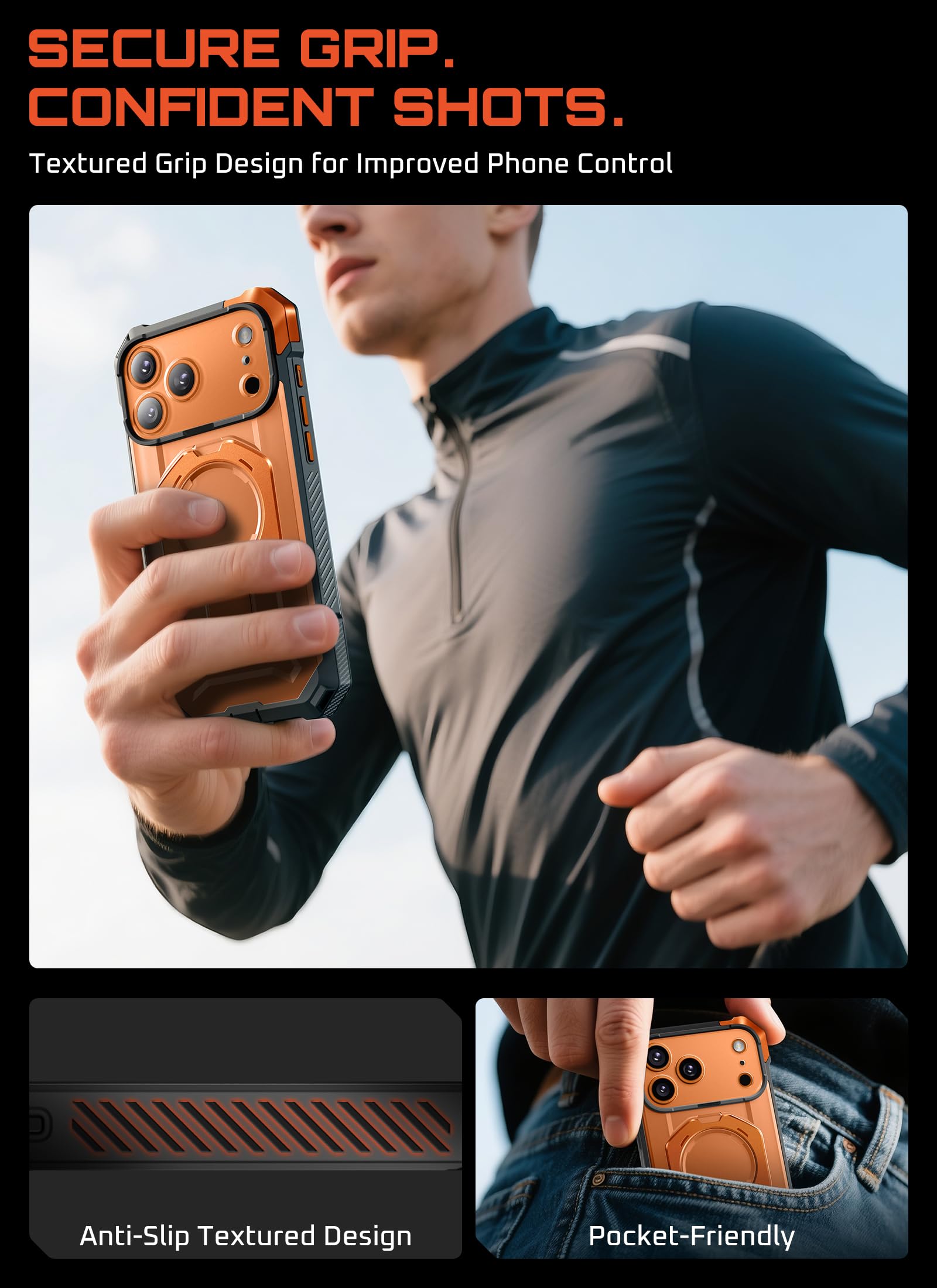 SUPCASE Funda Magnética para iPhone 17 Pro 6.3 Inch 2025 Case Compatible con Magsafe [UBGrip] Resistente Carcasa Protectora con Soporte para iPhone 17 Pro - Naranja