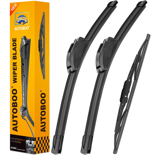 AUTOBOO - Limpiaparabrisas delantero de 56 y 51 cm y trasero de 25 cm, repuesto para Jeep Compass 2016, 2017 (paquete de 3)
