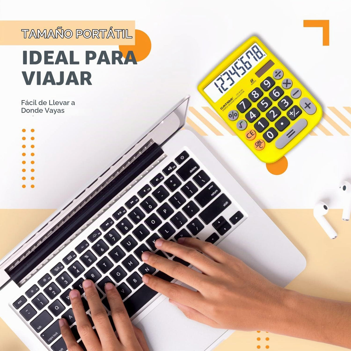 Calculadora CATIGA Negra Solar 8 Dígitos con Pantalla LCD y Botones Grandes para Oficina y Hogar