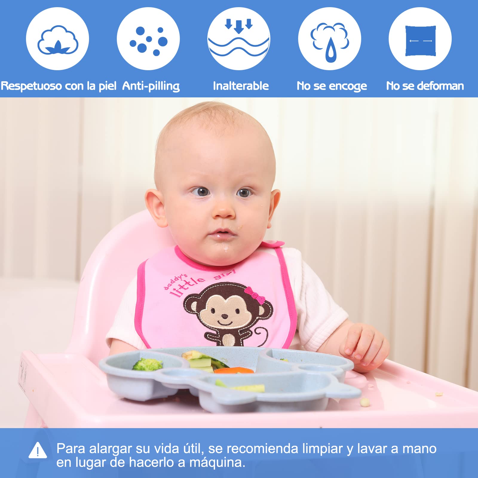 Lictin Baberos de Bebé-12pcs Baberos de Bebé para Niños Baberos de Bebé Impermeables con Diferentes Estampados Ajuste Unisexo para Bebé de 3-24 meses(Rosa)