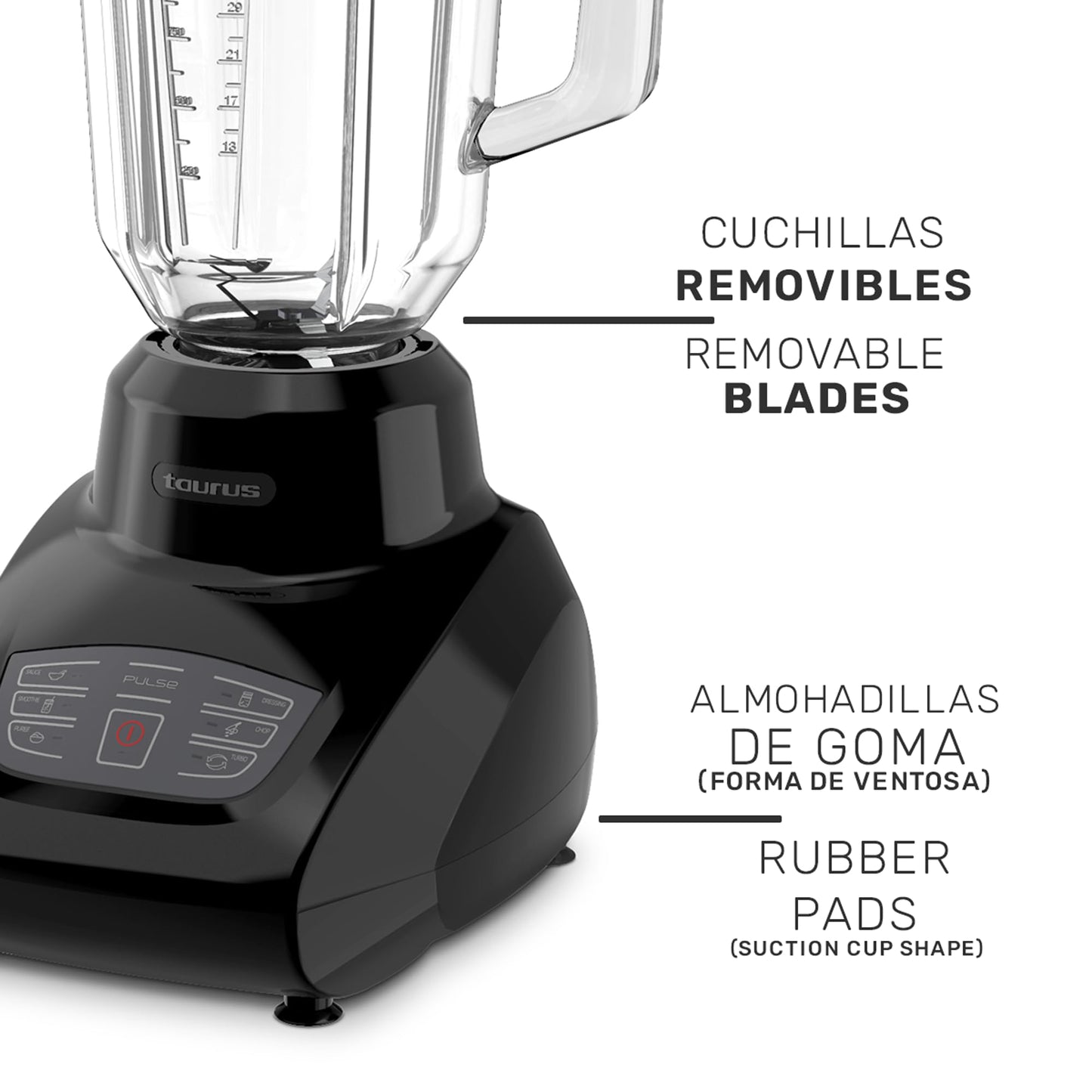 Licuadora Taurus Sevilla Vidrio Touch 1.5L 550 Watts 5 Programas Turbo Pulso LED EASY-FIT