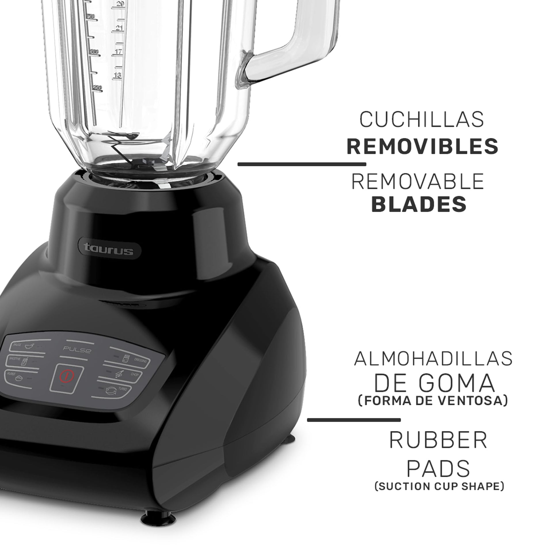 Licuadora Taurus Sevilla Vidrio Touch 1.5L 550 Watts 5 Programas Turbo Pulso LED EASY-FIT