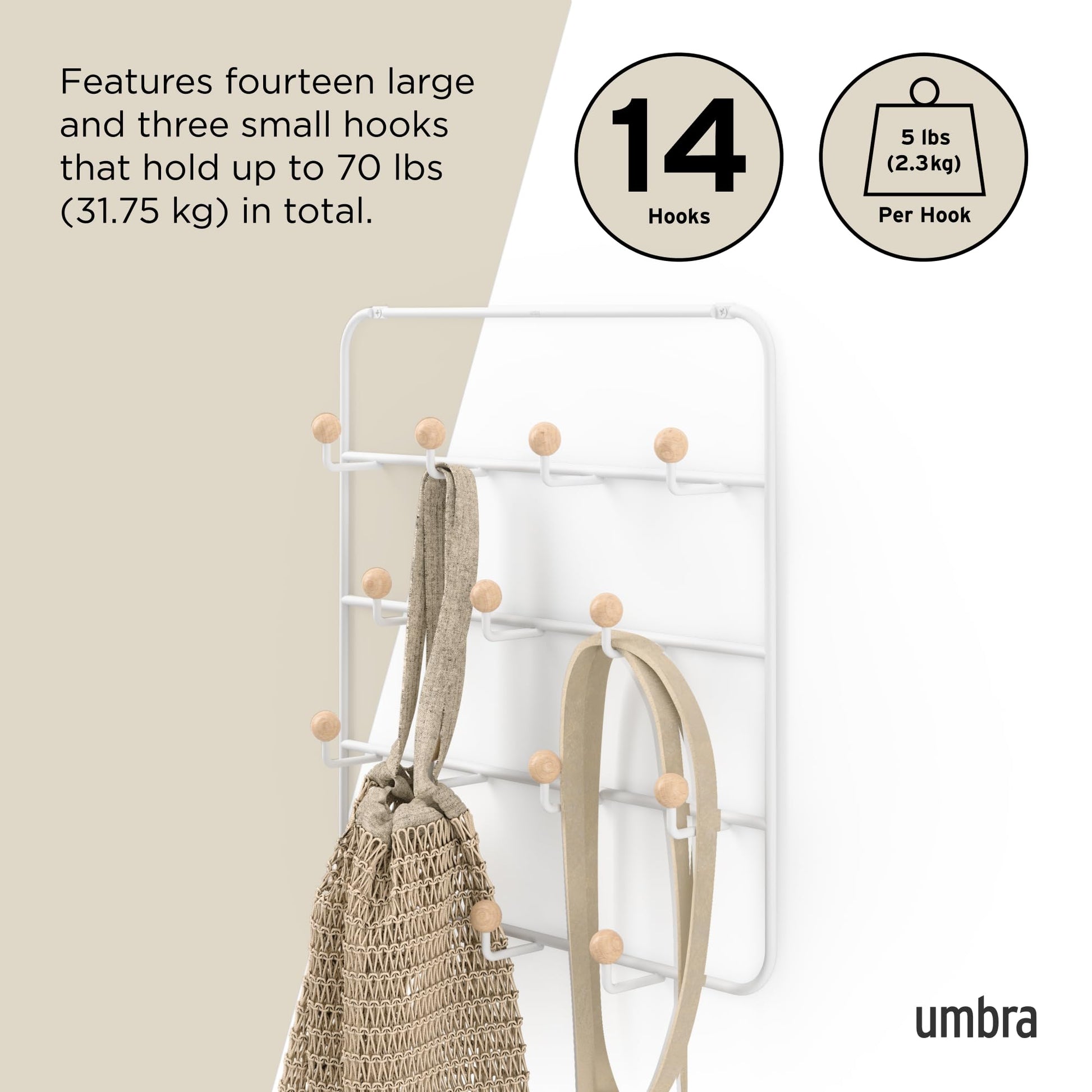 Perchero de Puerta Umbra Blanco ESTIQUE