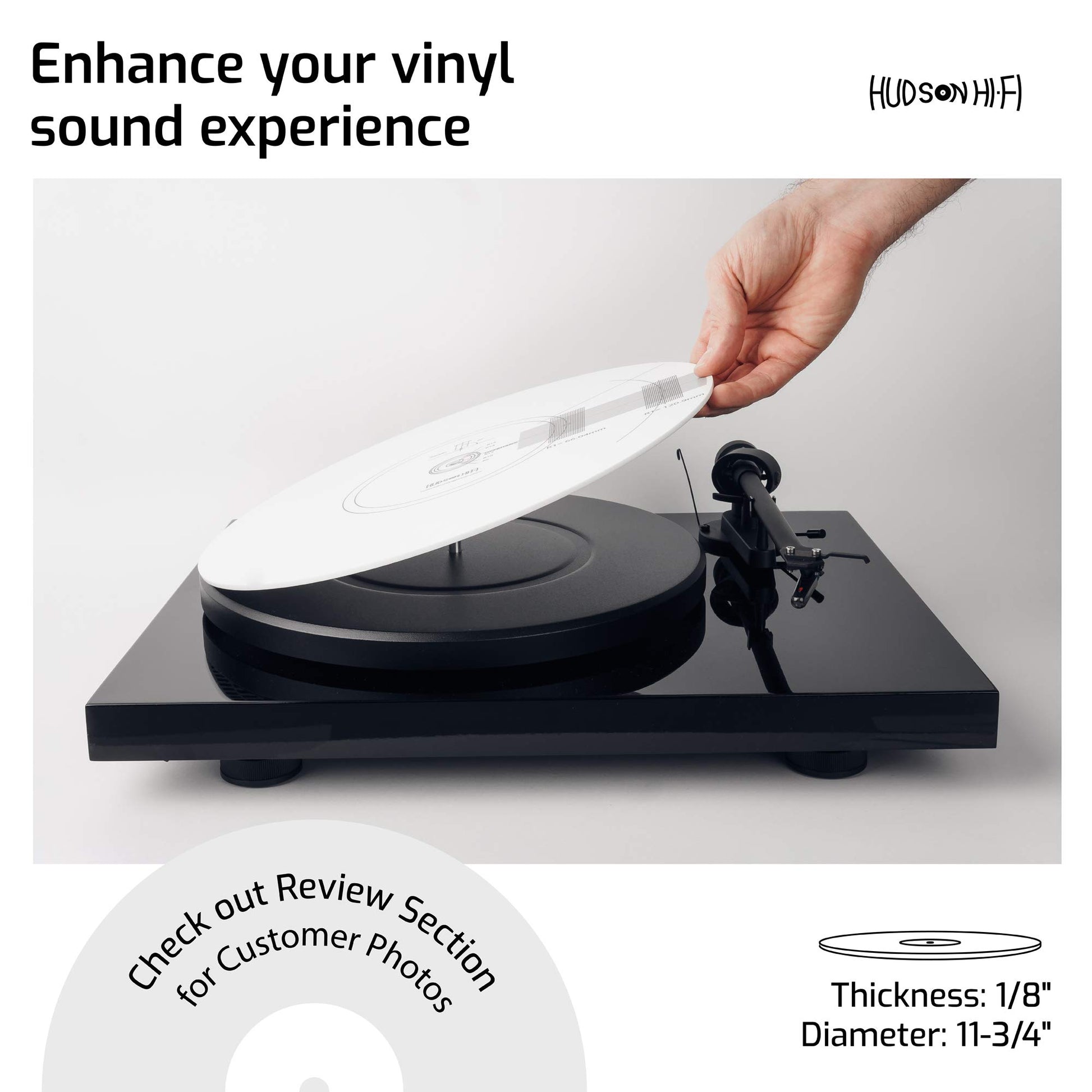 Hudson Hi-Fi - Mat Strobe Mat for Turntable - Testing 33-1-3 RPM, 45 RPM - Cartridge and Needle Alignment Conveyor Tool Mat on Hi-Fi LP Vinyl Players - Two Sides