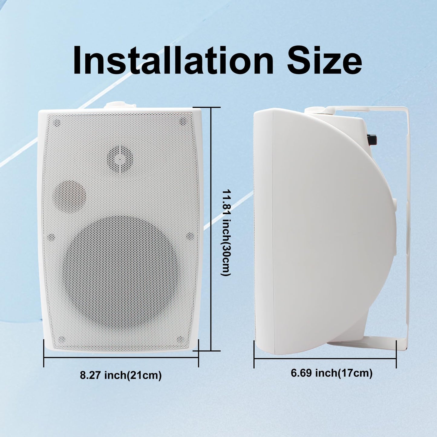 STUDIOFINIX - Altavoces para exteriores de 6.5 pulgadas montados en la pared, 400 W, color blanco, solución de audio resistente a la intemperie y de alto rendimiento, ST-602W