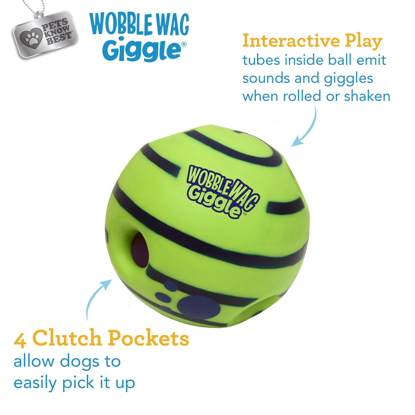 Pelota Interactiva Wobble Wag Giggle Verde con Sonidos de Risita para Perros