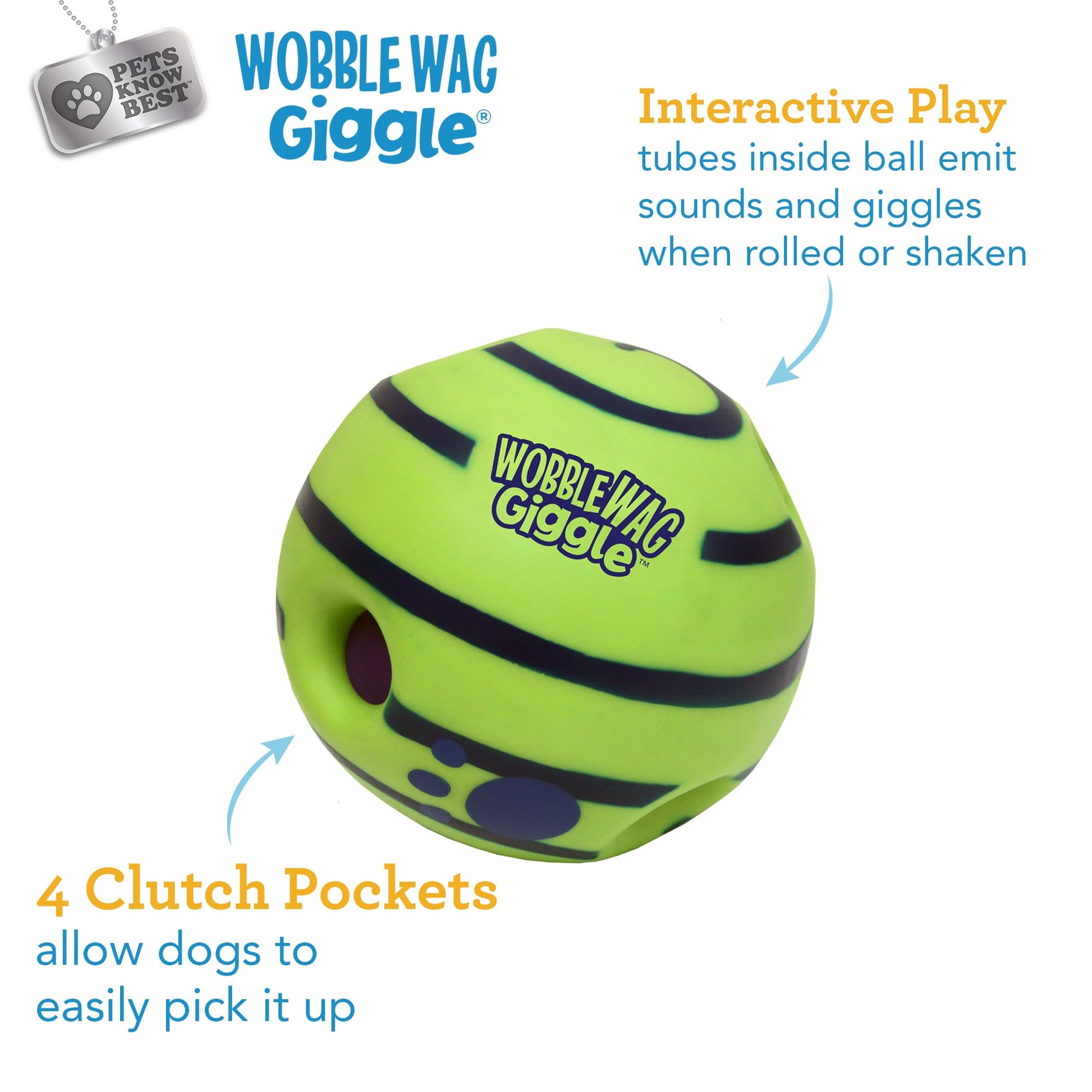 Pelota Interactiva Wobble Wag Giggle Verde con Sonidos de Risita para Perros