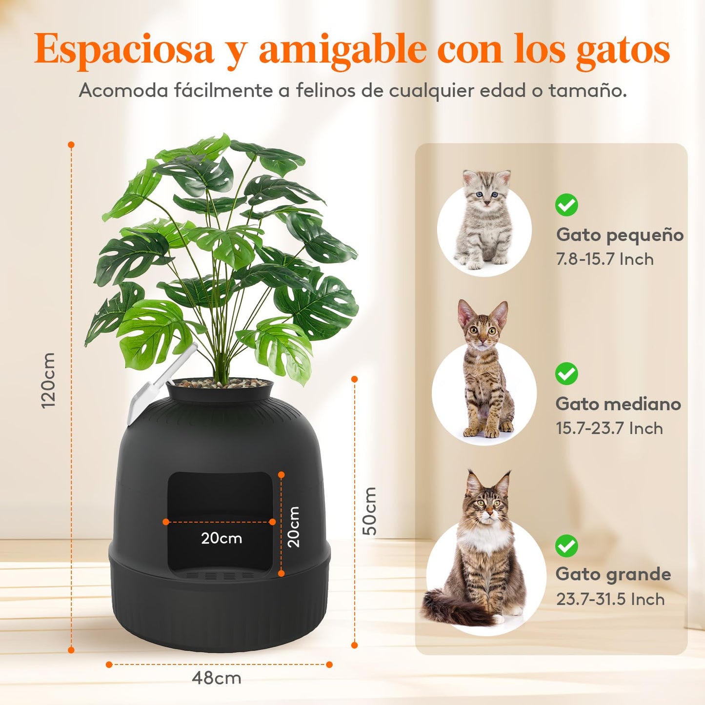 Lifewit Caja de Arena para Gatos con Plantas Ocultas, Plantas Artificiales y Caja de Arena Cerrada para Gatos, ventilación y Filtro de olores, fácil de Limpiar, Negro