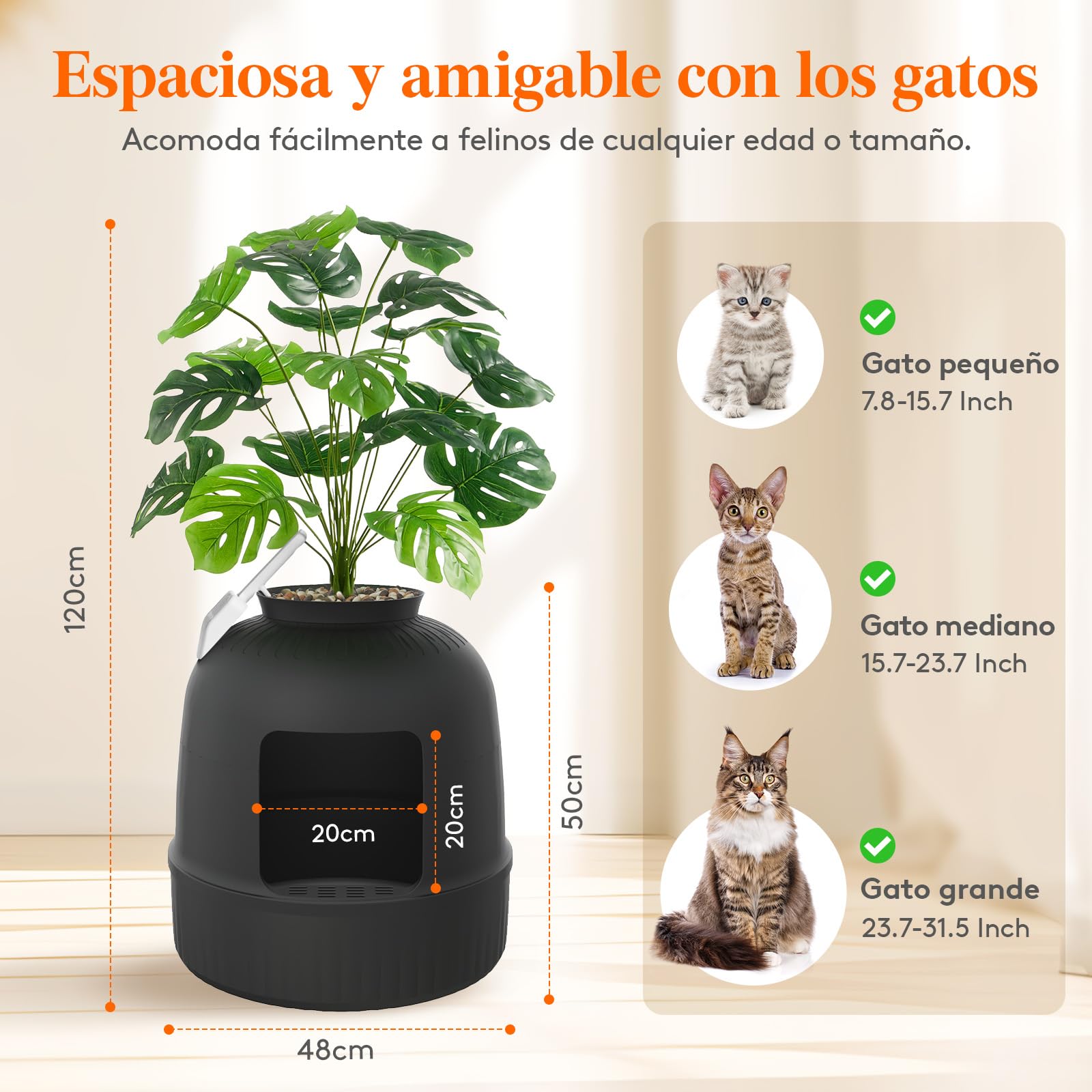Lifewit Caja de Arena para Gatos con Plantas Ocultas, Plantas Artificiales y Caja de Arena Cerrada para Gatos, ventilación y Filtro de olores, fácil de Limpiar, Negro