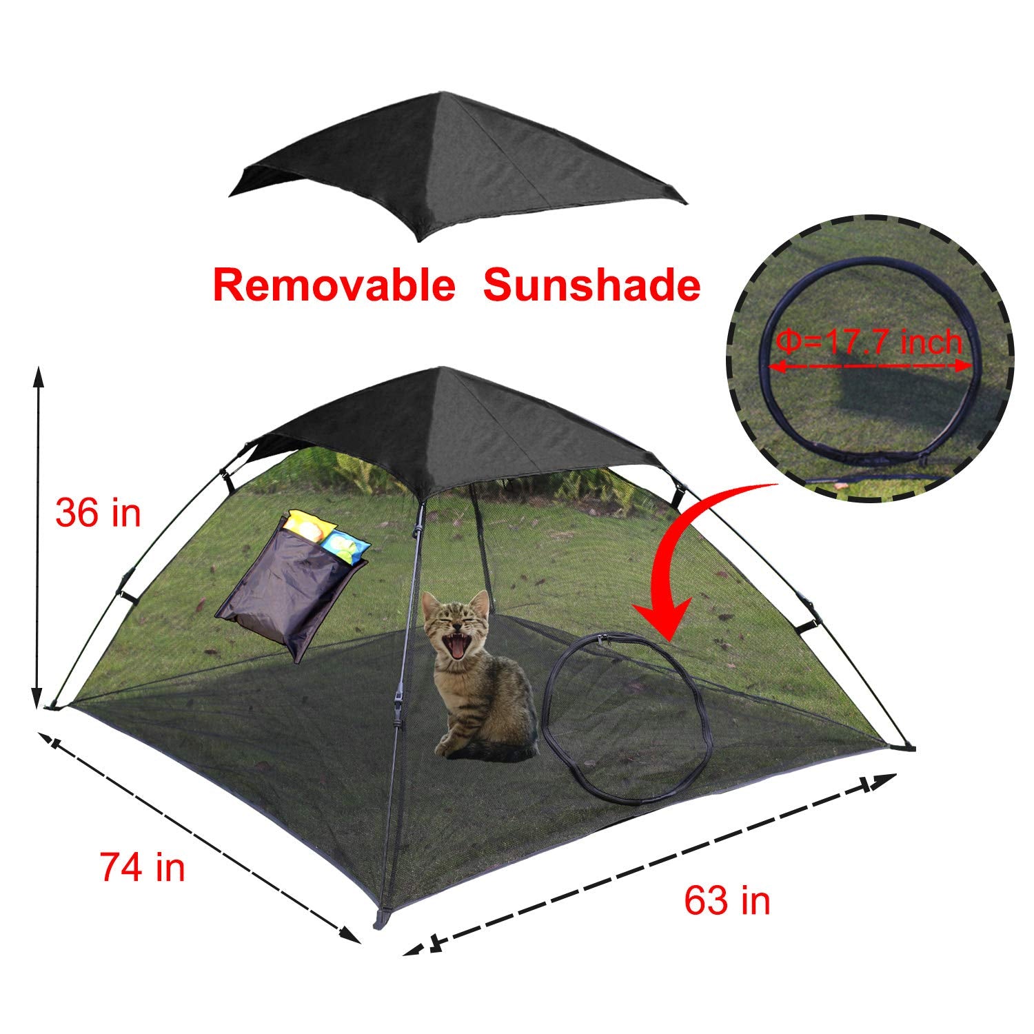 Outingpet - Tienda de campaña para gatos al aire libre, parque de juegos para mascotas y gatos, parasol portátil y casa de juegos contra los rayos UV (tiendas de campaña para gatos y animales pequeños) - Hábitat exterior