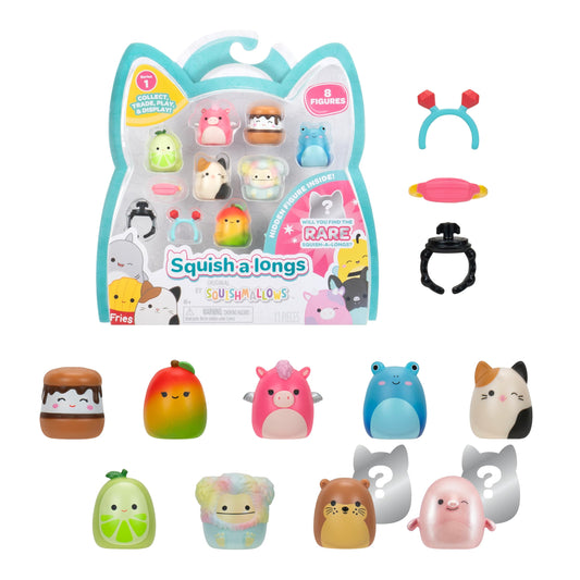 Pack de Figuras y Accesorios Squish-a-Longs SQUISHMALLOWS Multicolor con 8 Figuras y 3 Accesorios