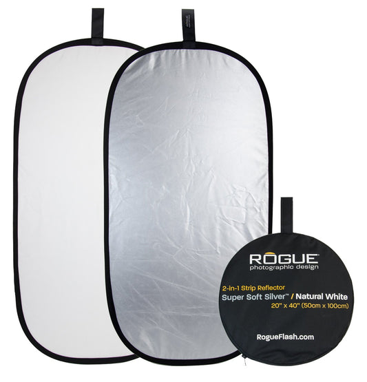 Rogue Reflector Plegable 2 en 1, Color Plateado y Blanco Natural, 50,8 x 101,6 cm