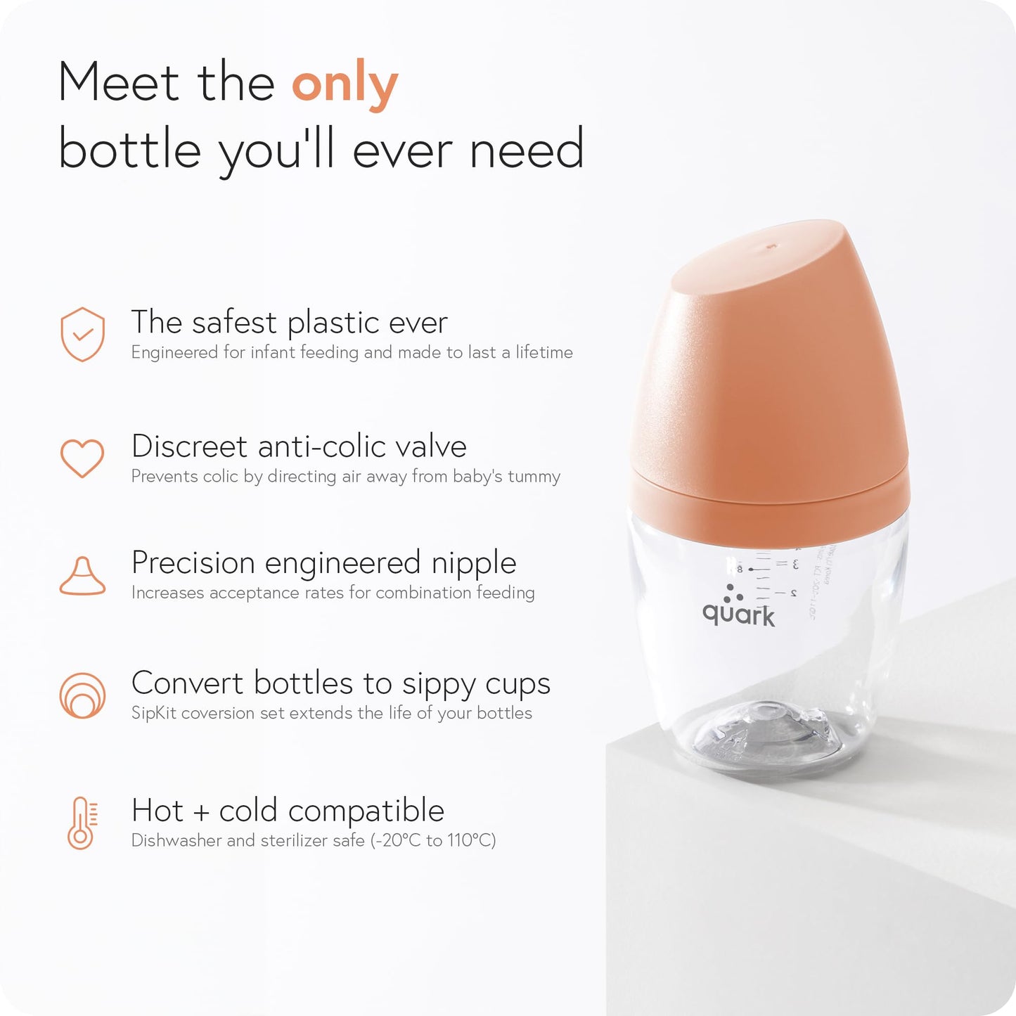 Quark Minibiberón Buubibottle De Flujo Lento Para Recién Nacidos - Con Tetina Anticólicos Realfeel Para Simular La Lactancia Materna - Sin Bpa, Pvc Ni Toxinas - Biberón De 147 Ml Con Tapa, Paquete De