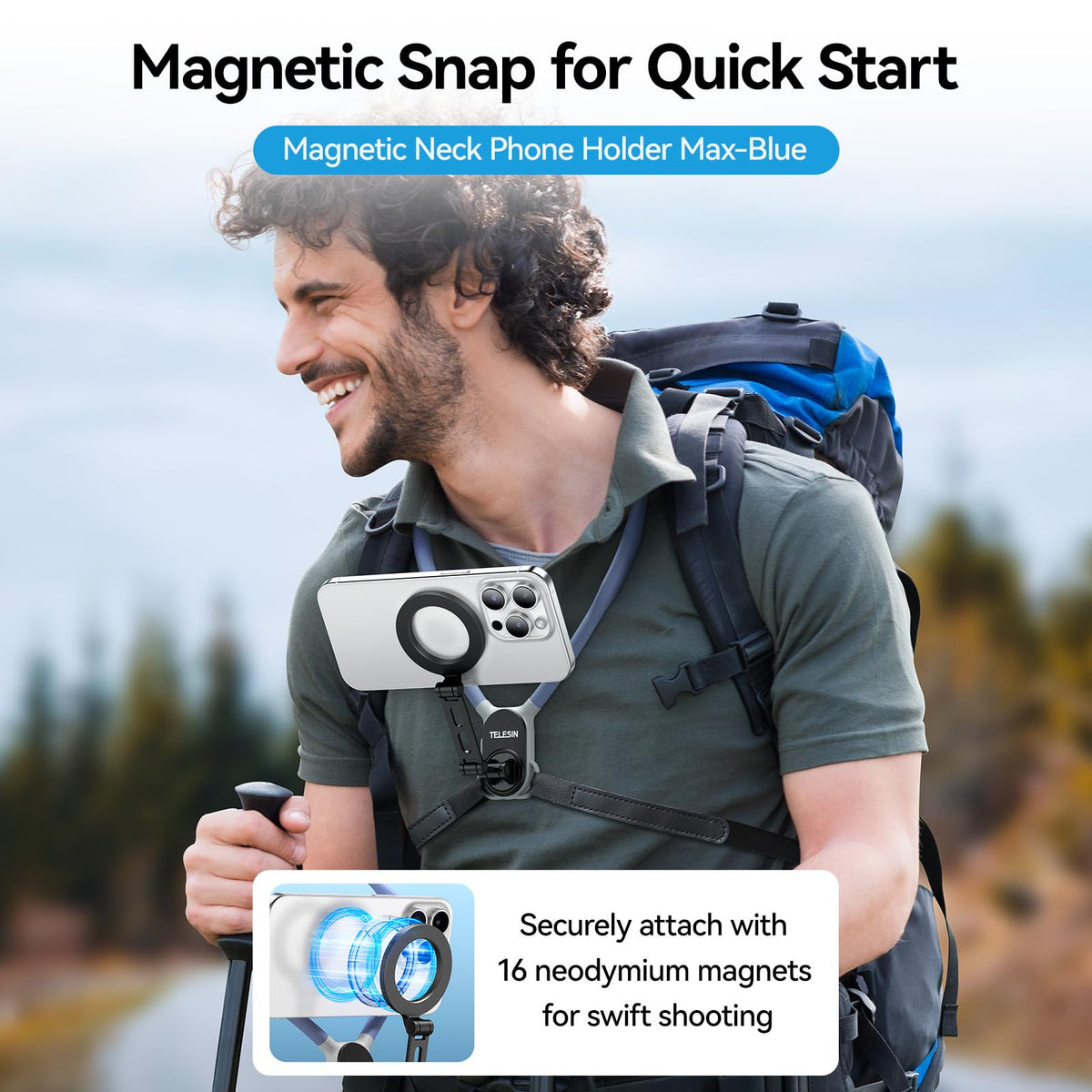 Soporte para Teléfono BRDRC Vlog Trípode Magnético Magsafe Negro para Grabación de Video con Manos Libres para iPhone y Android