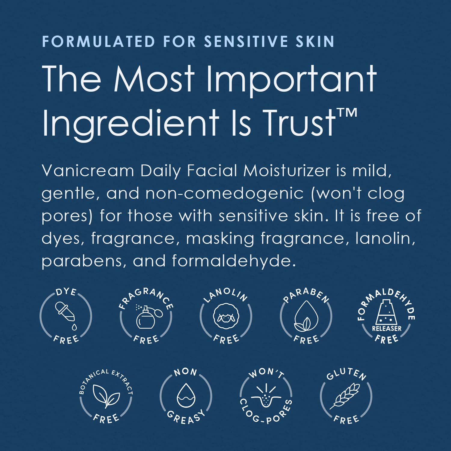 Daily Facial Moisturiser, With Hyaluronic Acid, 5 Key Ceramides and Squalane, For Sensitive Skin, Fragrance and Gluten Free, pH-Balanced, Dermatologist Tested, 90ml