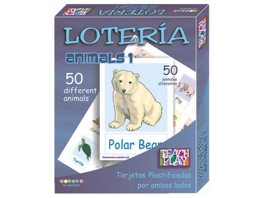 Juego de Lotería Didáctica Teach Play en Inglés de Animales para Niños y Adolescentes