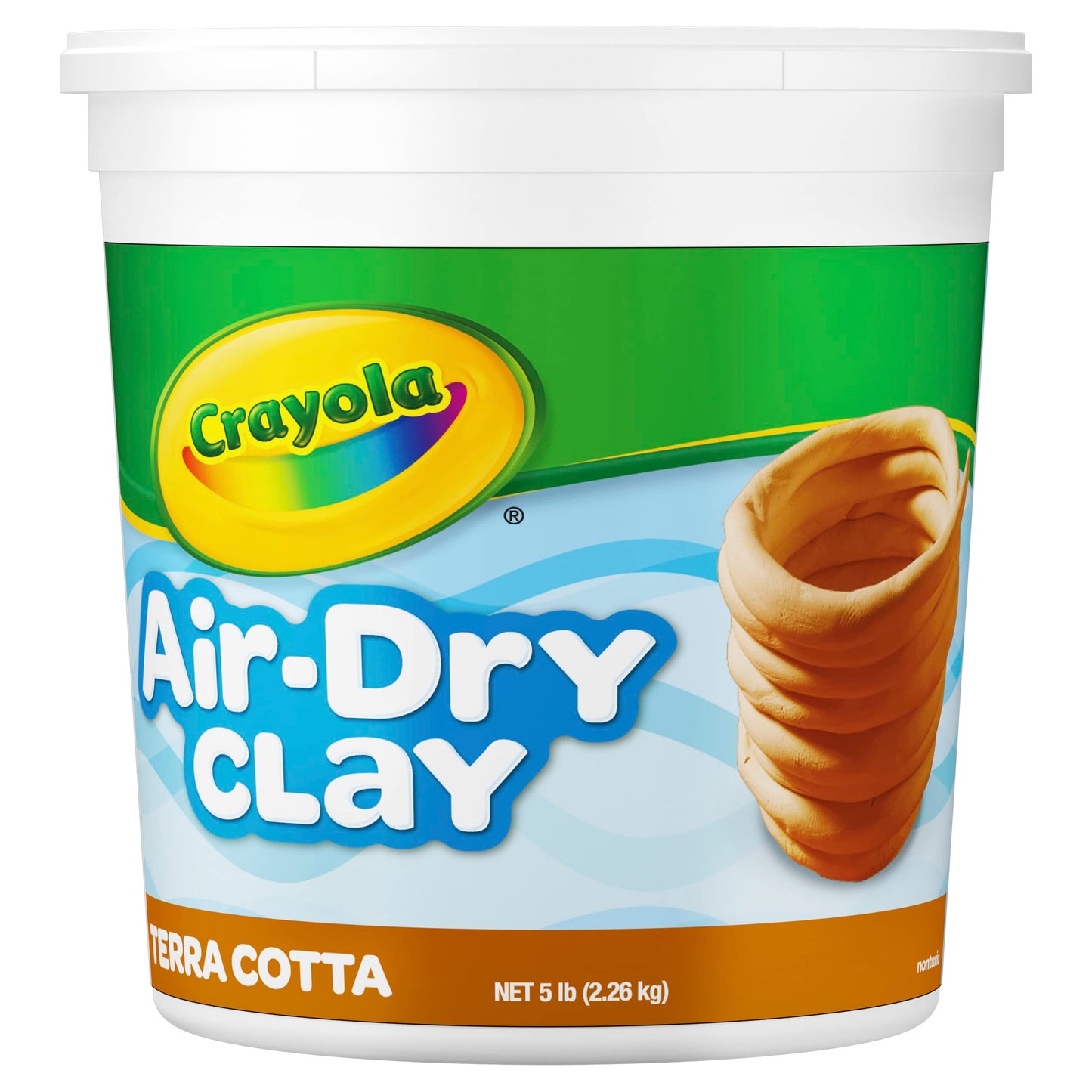 Crayola Arcilla Seca al Aire, Terra Cotta, Cubo resellable de 5 Libras, Arcilla modeladora para niños