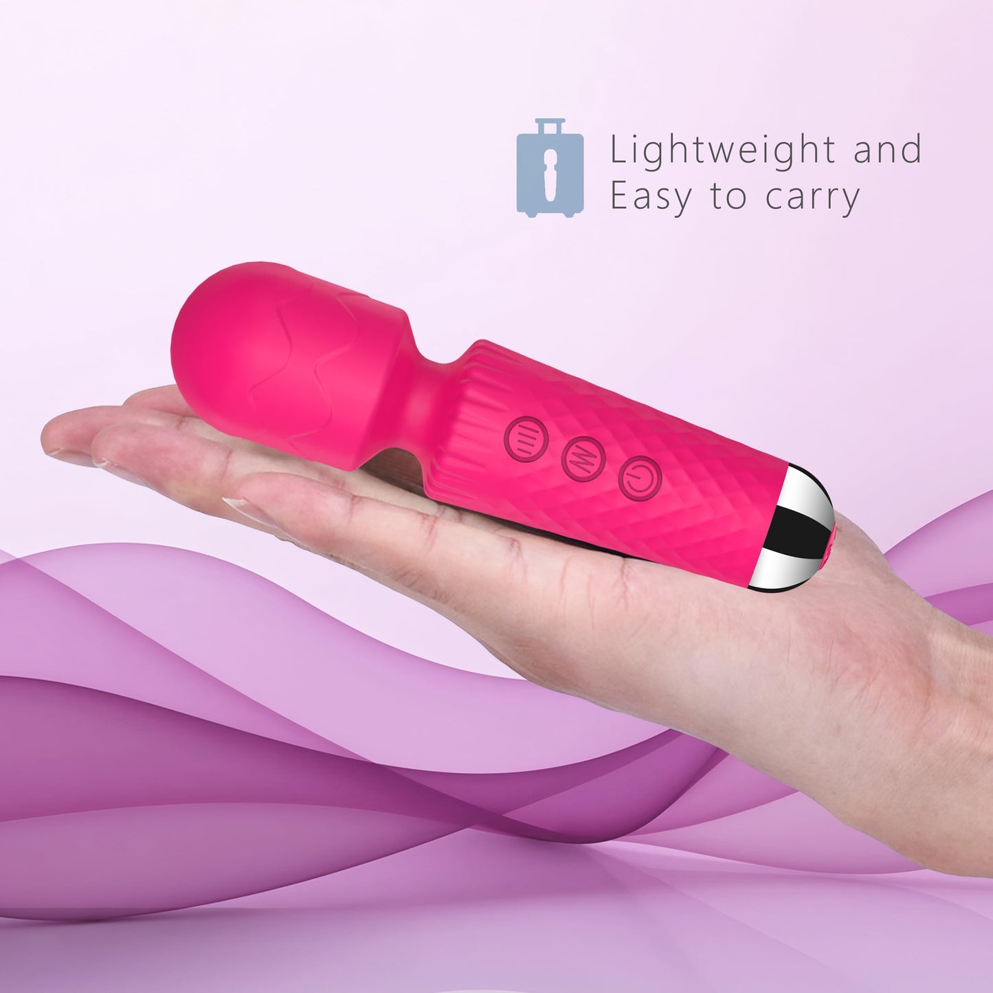 CHARMING Mini masajeador de espalda vibrante personal mejorado de 10 patrones, pequeño masajeador de vibración de mano, hombres y mujeres, perfecto para aliviar la tensión corporal, músculo, dolor, recuperación, rojo rosa, 4.9 x 1.3 pulgadas