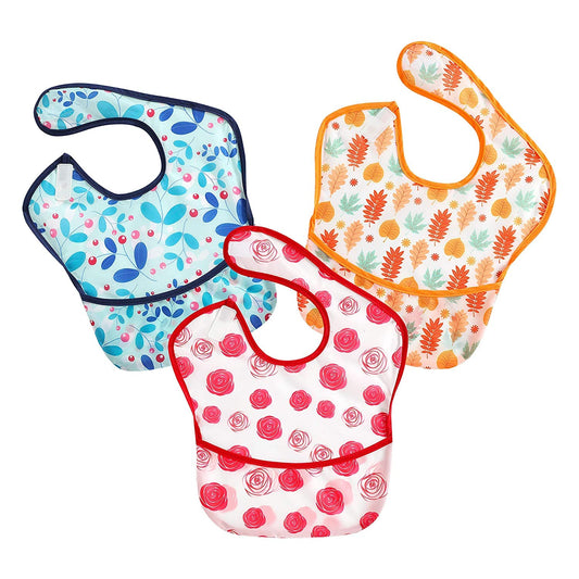 Paquete de 3 Baberos PandaEar Rosa Súper Ligeros Impermeables y Resistentes al Olor para Niña