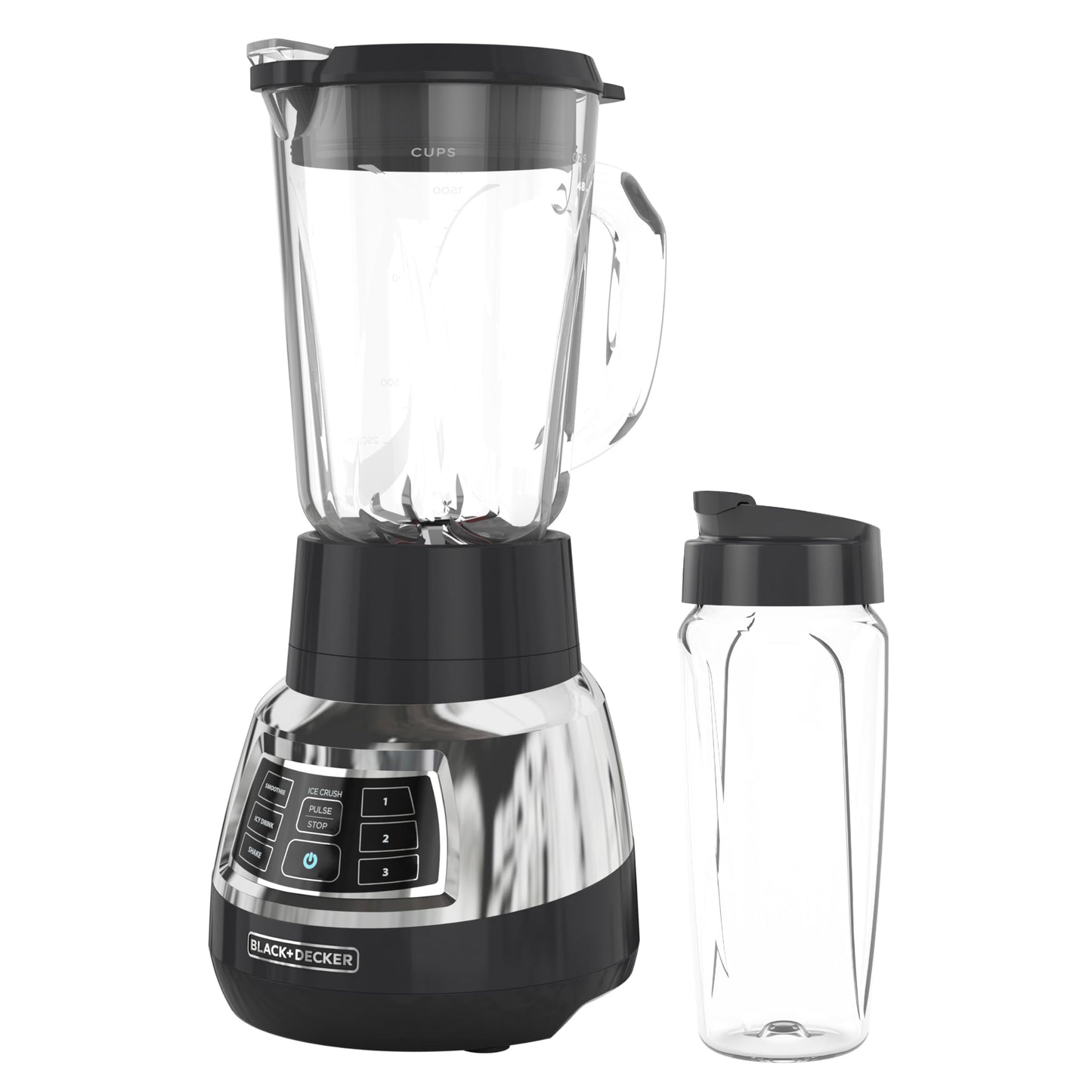 BLACK & DECKER Licuadora acero inoxidable silenciosa con vaso de vidrio Cyclone Modelo BL1400DG-P
